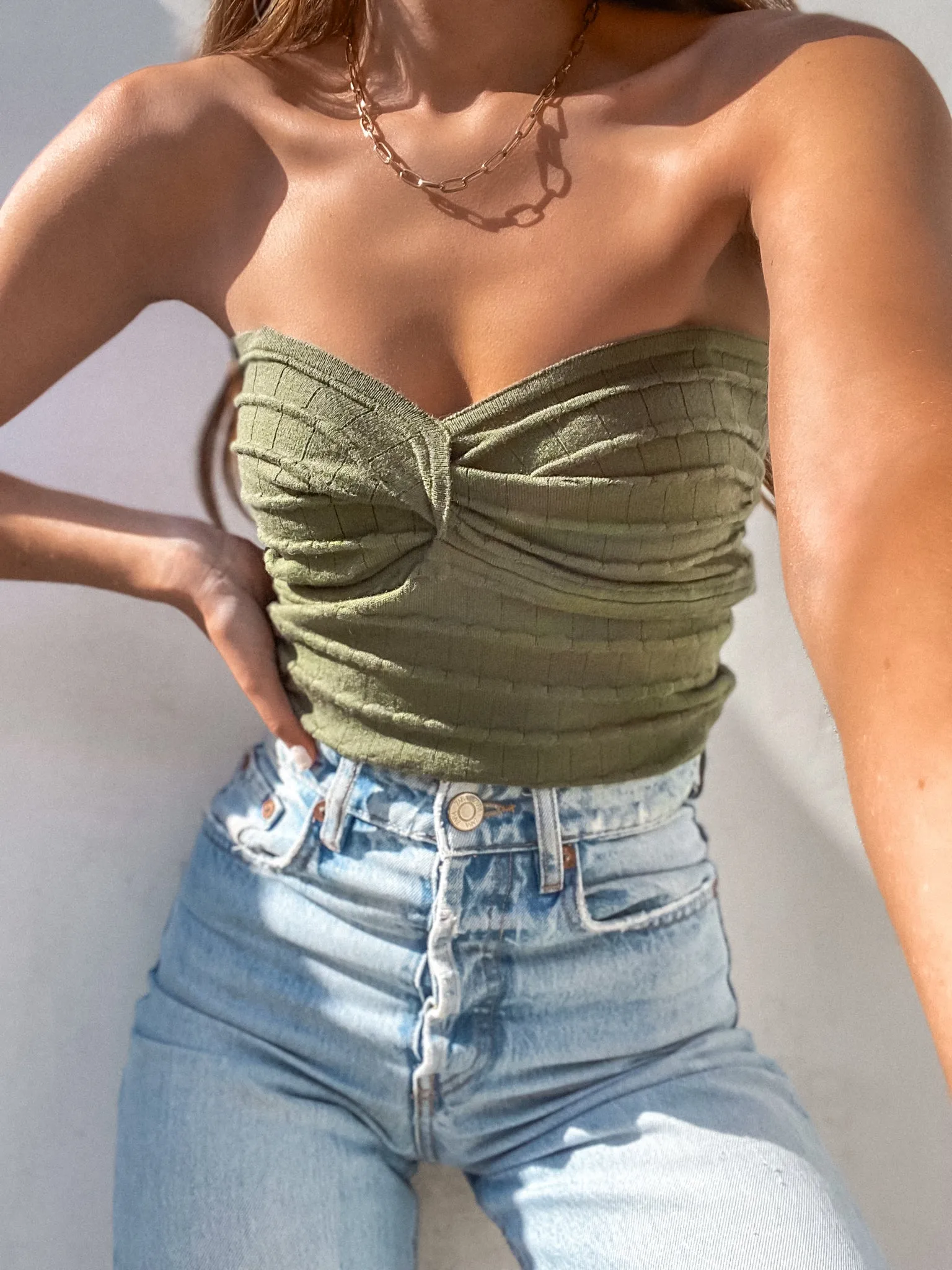 Olive Oil Knit Tube Top core pick