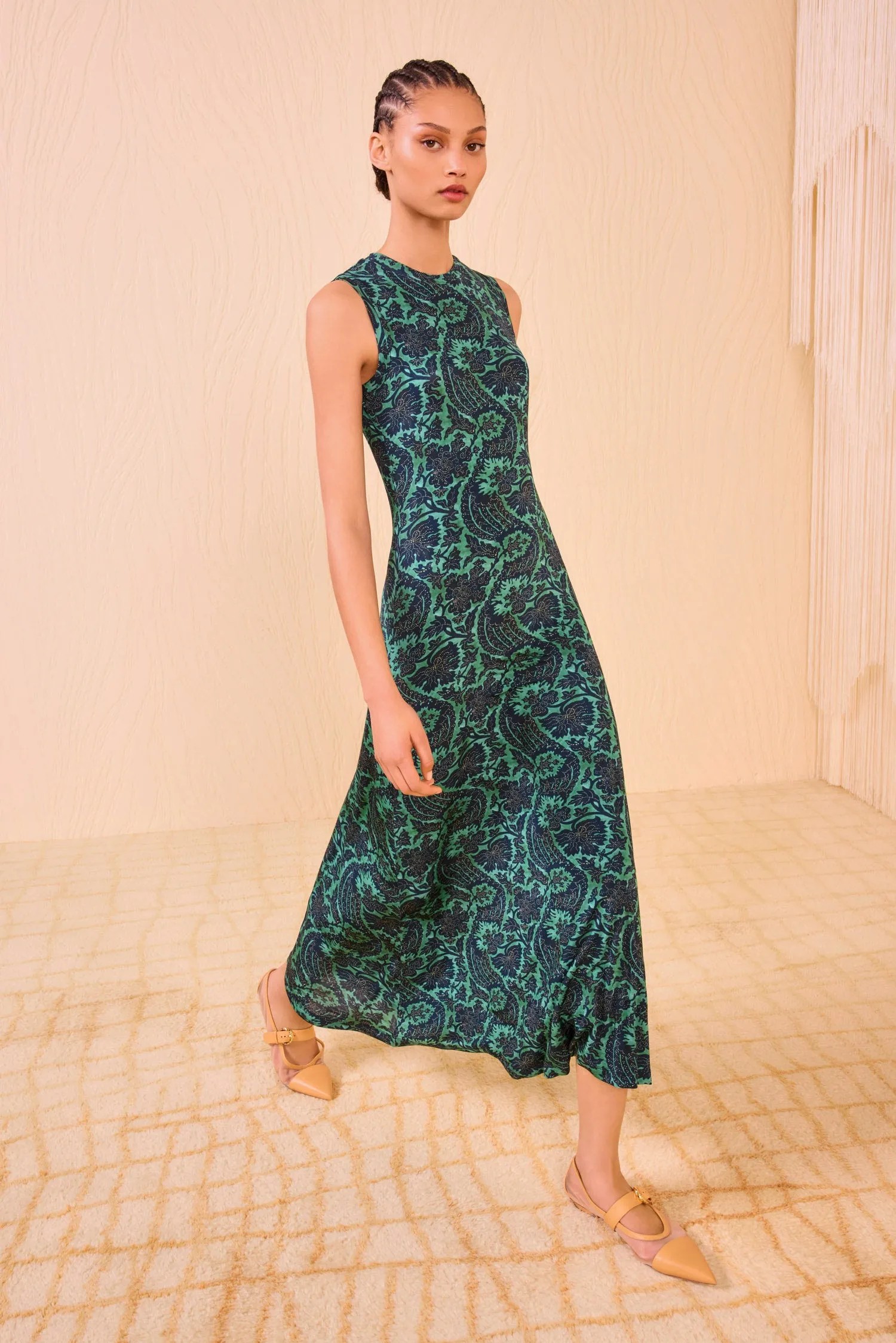 Orla Sleeveless Midi Dress - Verde light layering
