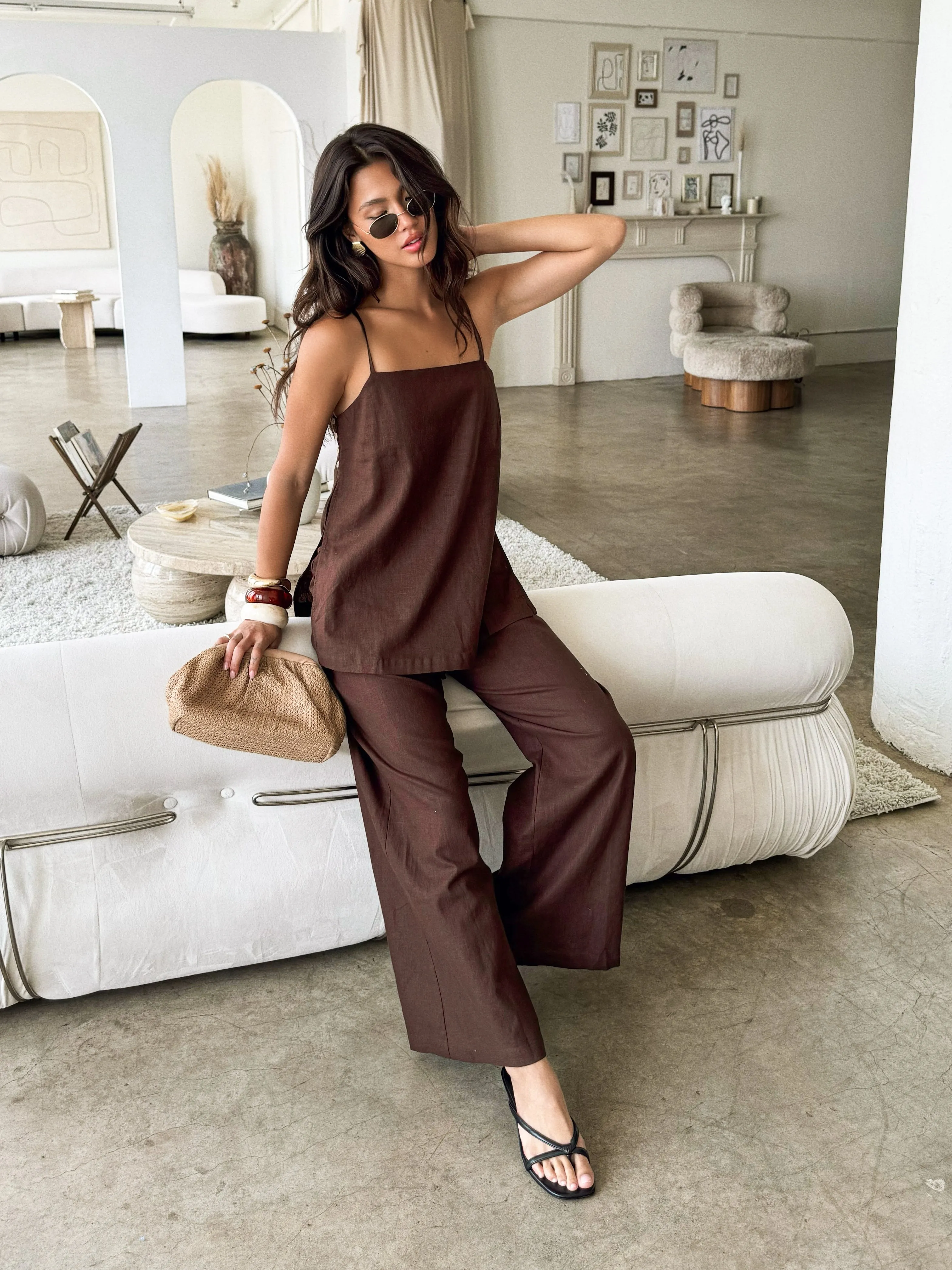 Palais Linen Pants in Chocolate simple vibe