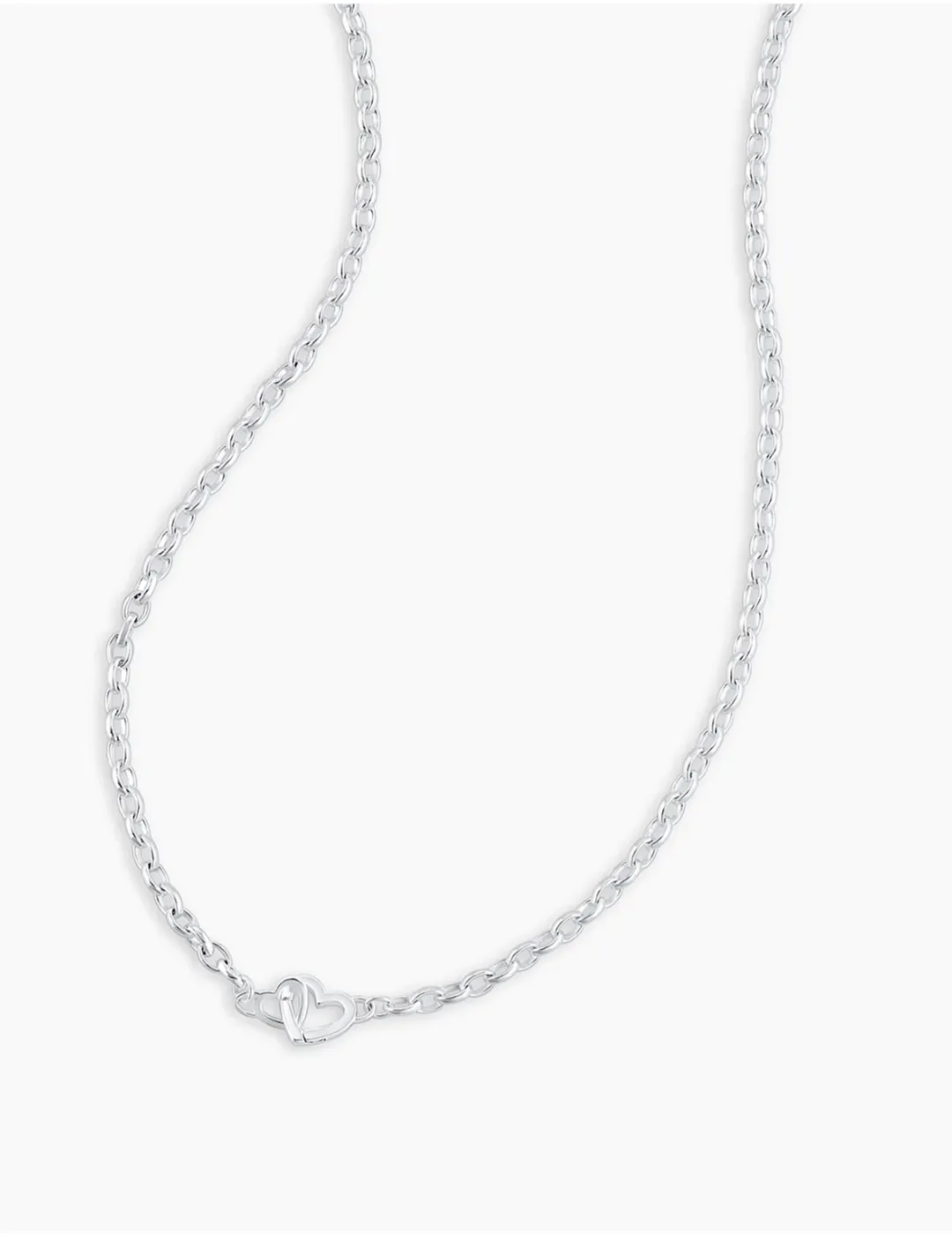 Parker Mini Heart Necklace, Silver nude pearl