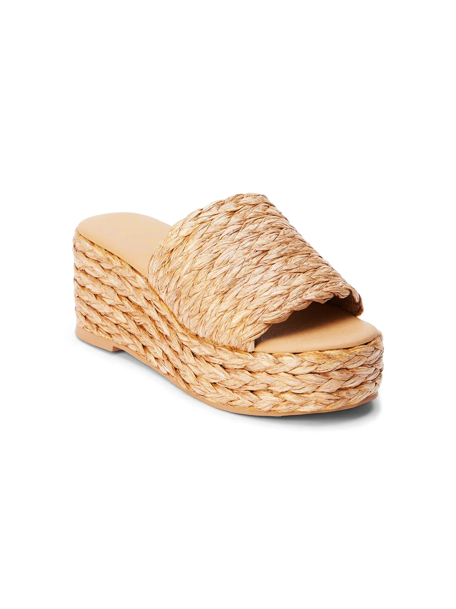 Peony Raffia Slide in Cognac shock ease