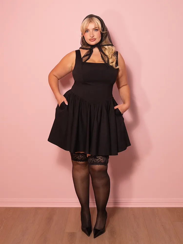 PRE-ORDER - Bombshell Swing Dress in Black MINI - Vixen by Micheline Pitt outdoor free