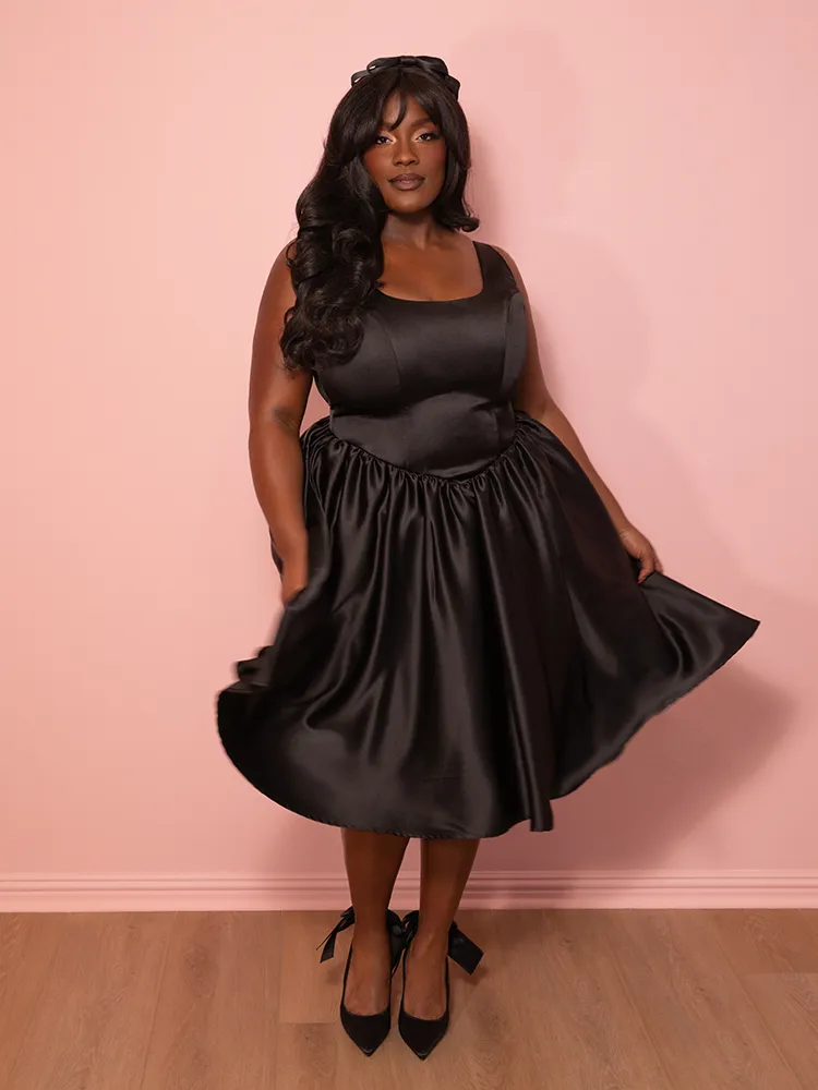 PRE-ORDER - Satin Coquette Dress in Black - Vixen by Micheline Pitt easy style
