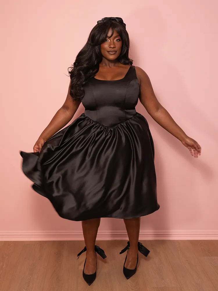 PRE-ORDER - Satin Coquette Dress in Black - Vixen by Micheline Pitt easy style