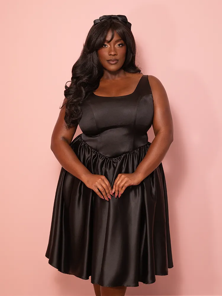 PRE-ORDER - Satin Coquette Dress in Black - Vixen by Micheline Pitt easy style