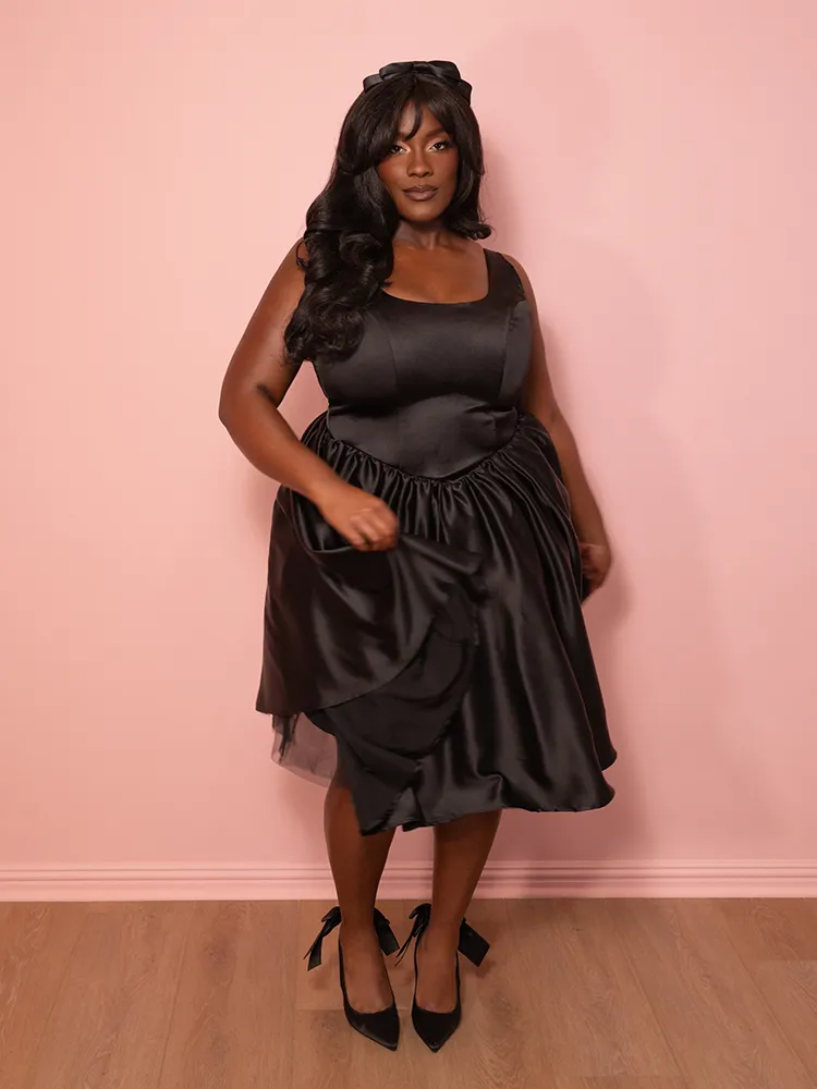 PRE-ORDER - Satin Coquette Dress in Black - Vixen by Micheline Pitt easy style