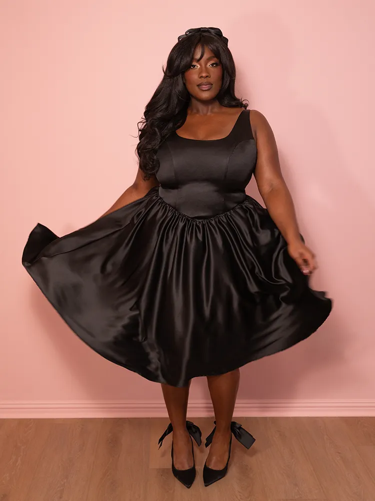 PRE-ORDER - Satin Coquette Dress in Black - Vixen by Micheline Pitt easy style