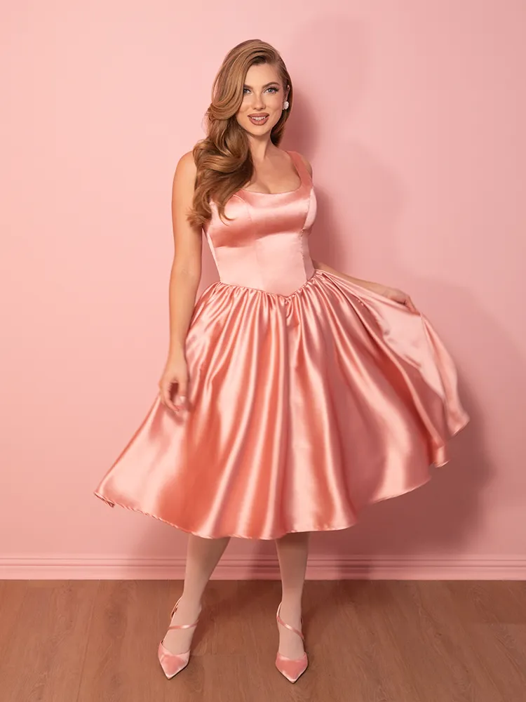 PRE-ORDER - Satin Coquette Dress in Pink - Vixen by Micheline Pitt home relax