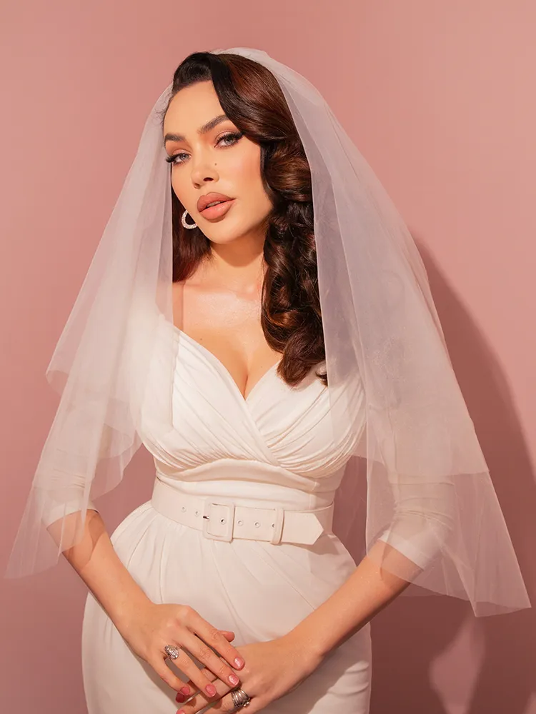 PRE-ORDER - Tulle Veil in White Mesh retro muse