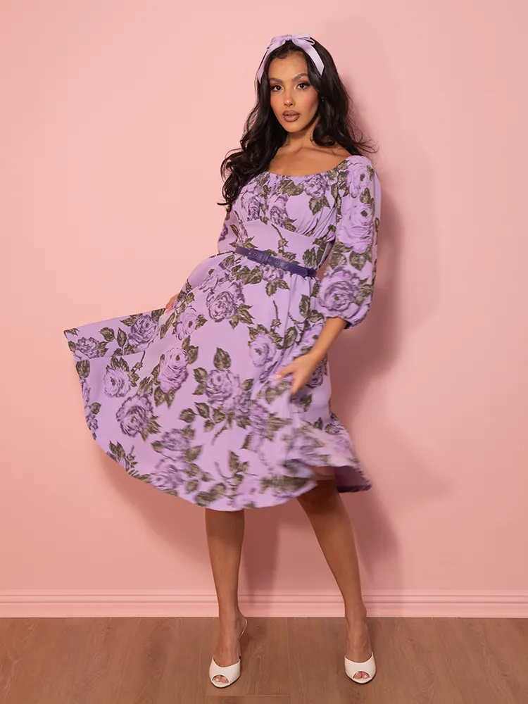 PRE-ORDER - Vacation Dress in Vintage Purple Roses - Vixen by Micheline Pitt flex vibe
