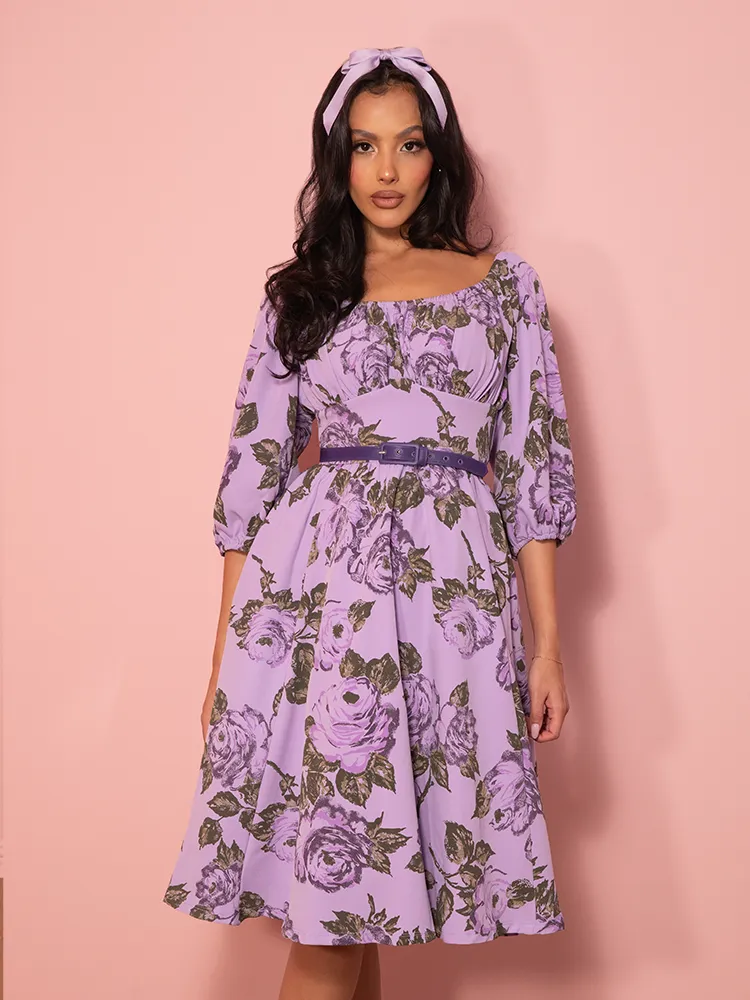 PRE-ORDER - Vacation Dress in Vintage Purple Roses - Vixen by Micheline Pitt flex vibe