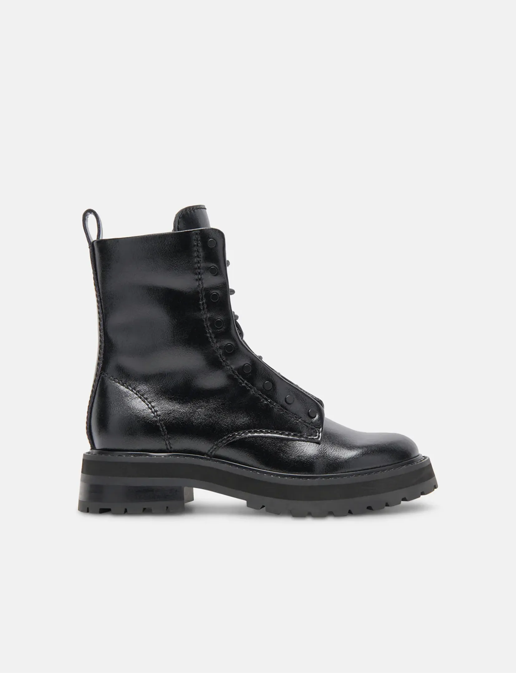 Ranier Patent Leather Boots, Midnight Crinkle faux suede