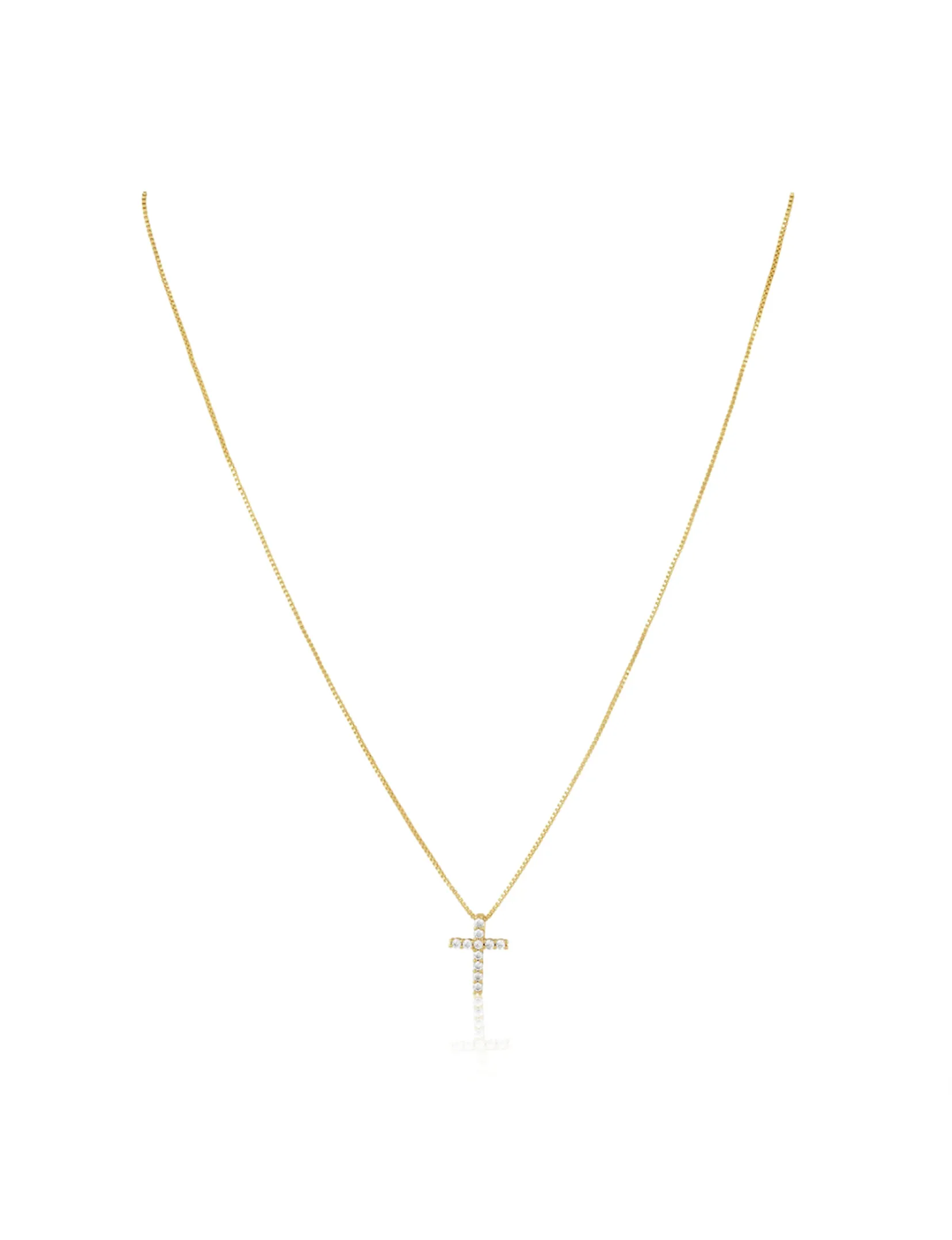 Raya CZ Cross Necklace, Gold trendy glow