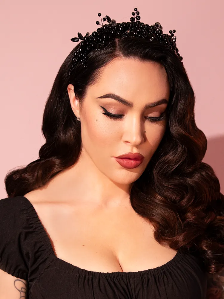 Rhinestone Beaded Headband in Black air hush