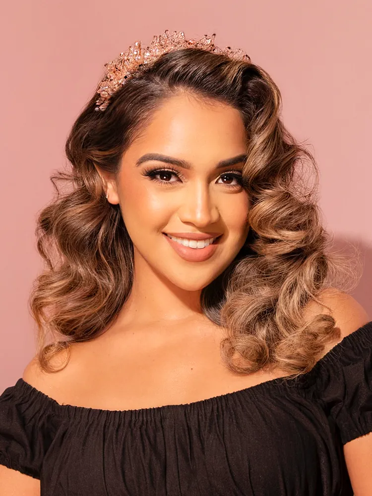 Rhinestone Beaded Headband in Peachy Pink hush air