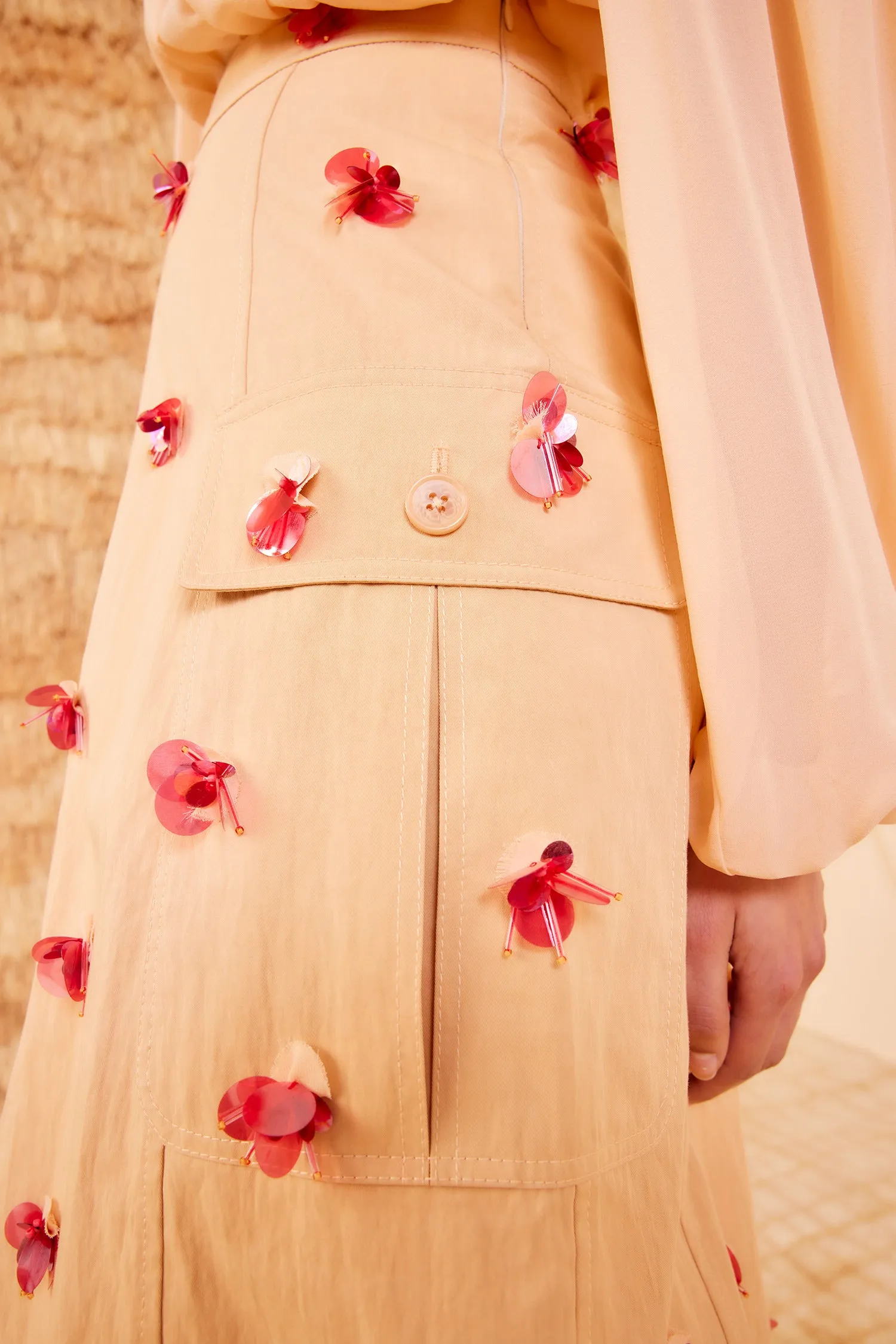Rhodes Skirt - Desert Khaki silk glow