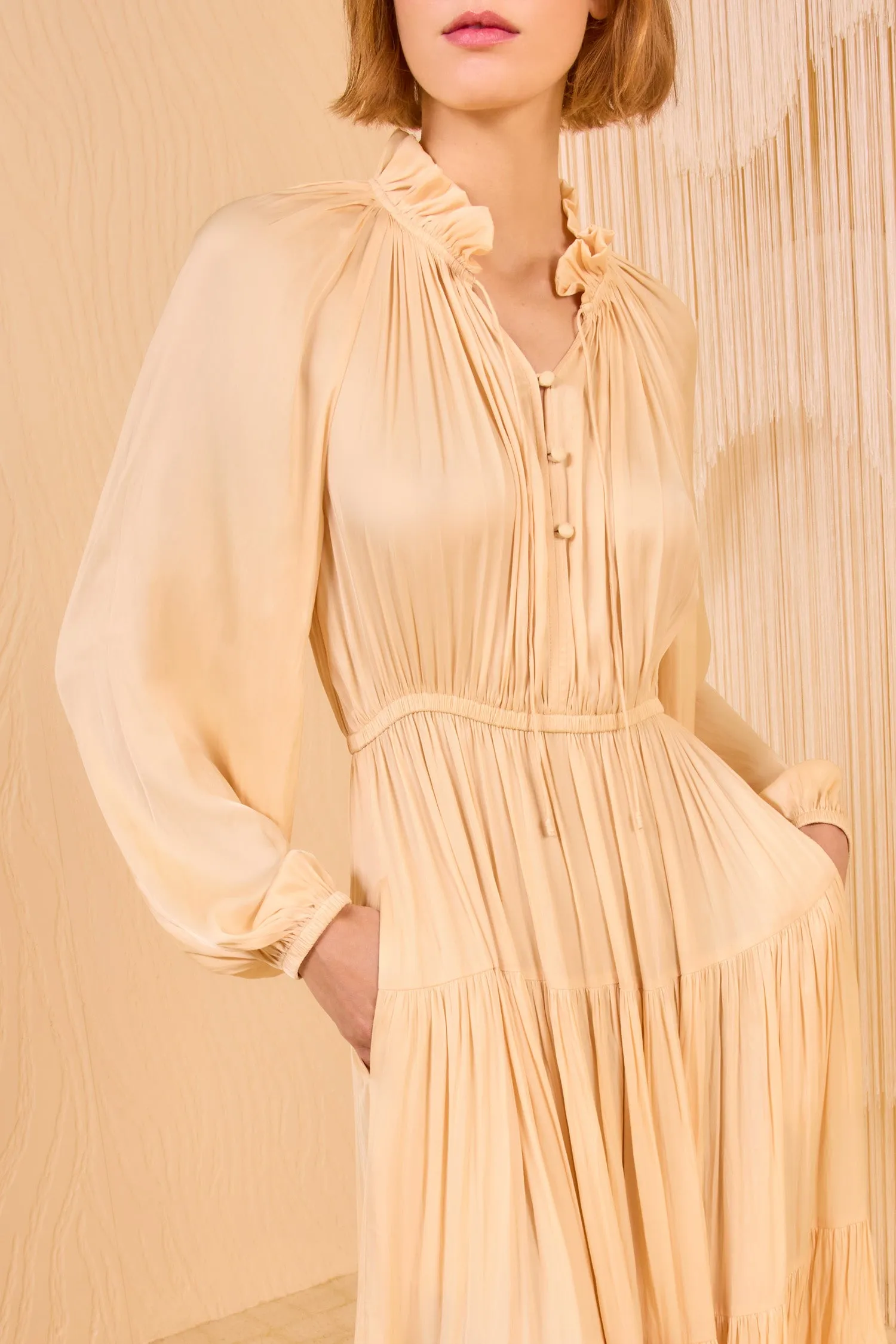 Riley Long Sleeve Midi Dress - Pearlescent tall frame