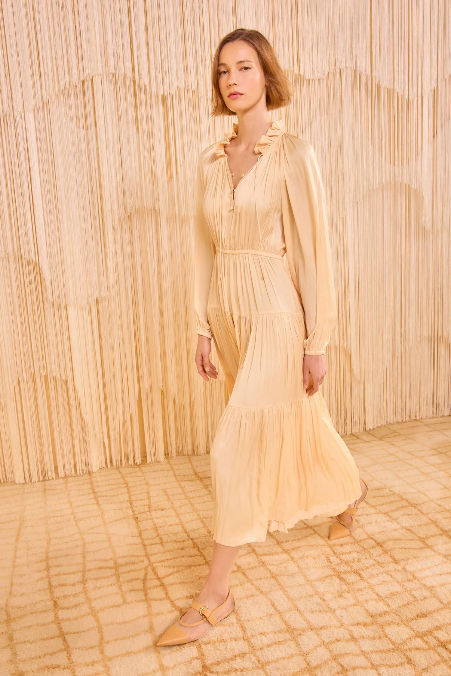 Riley Long Sleeve Midi Dress - Pearlescent tall frame