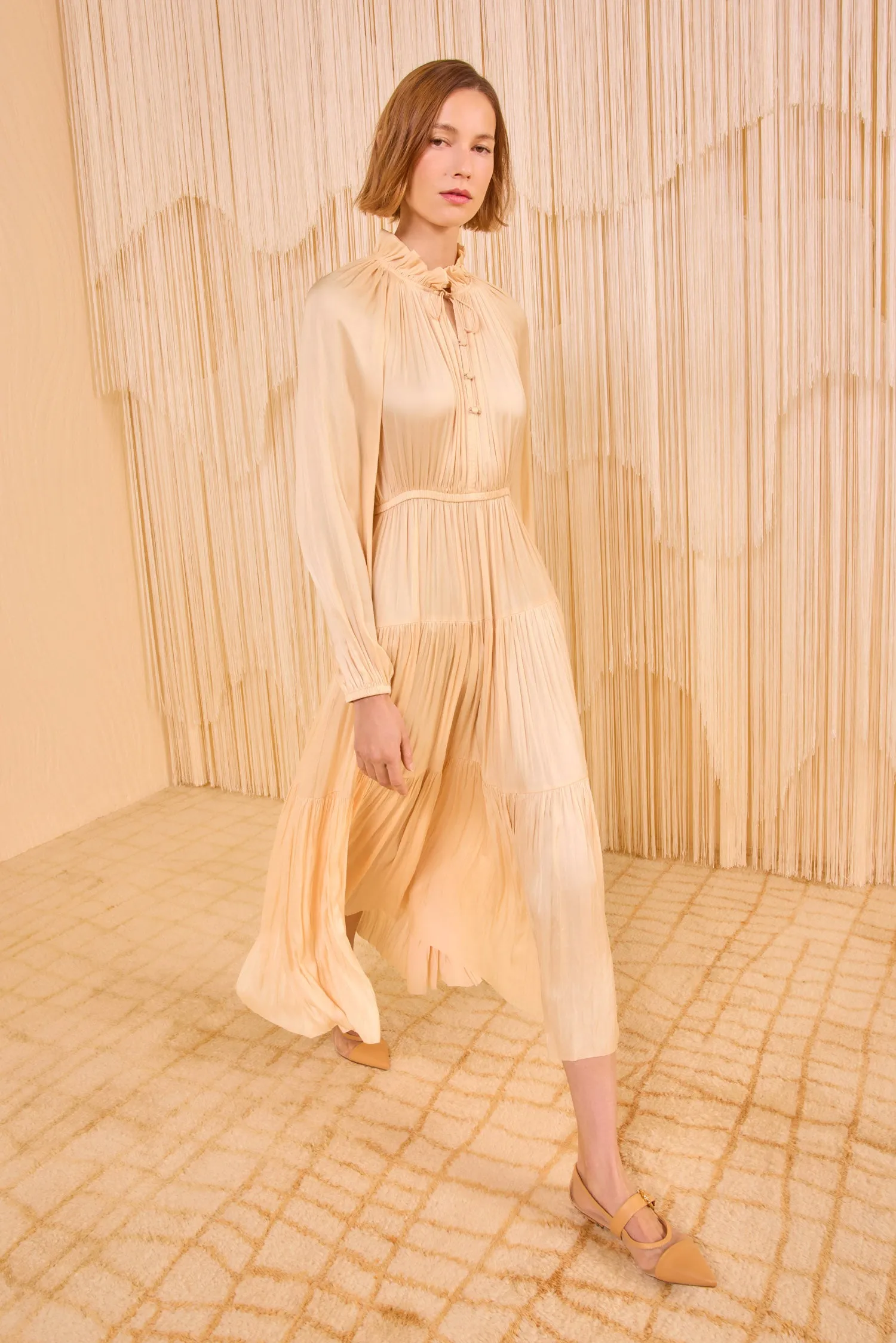 Riley Long Sleeve Midi Dress - Pearlescent tall frame