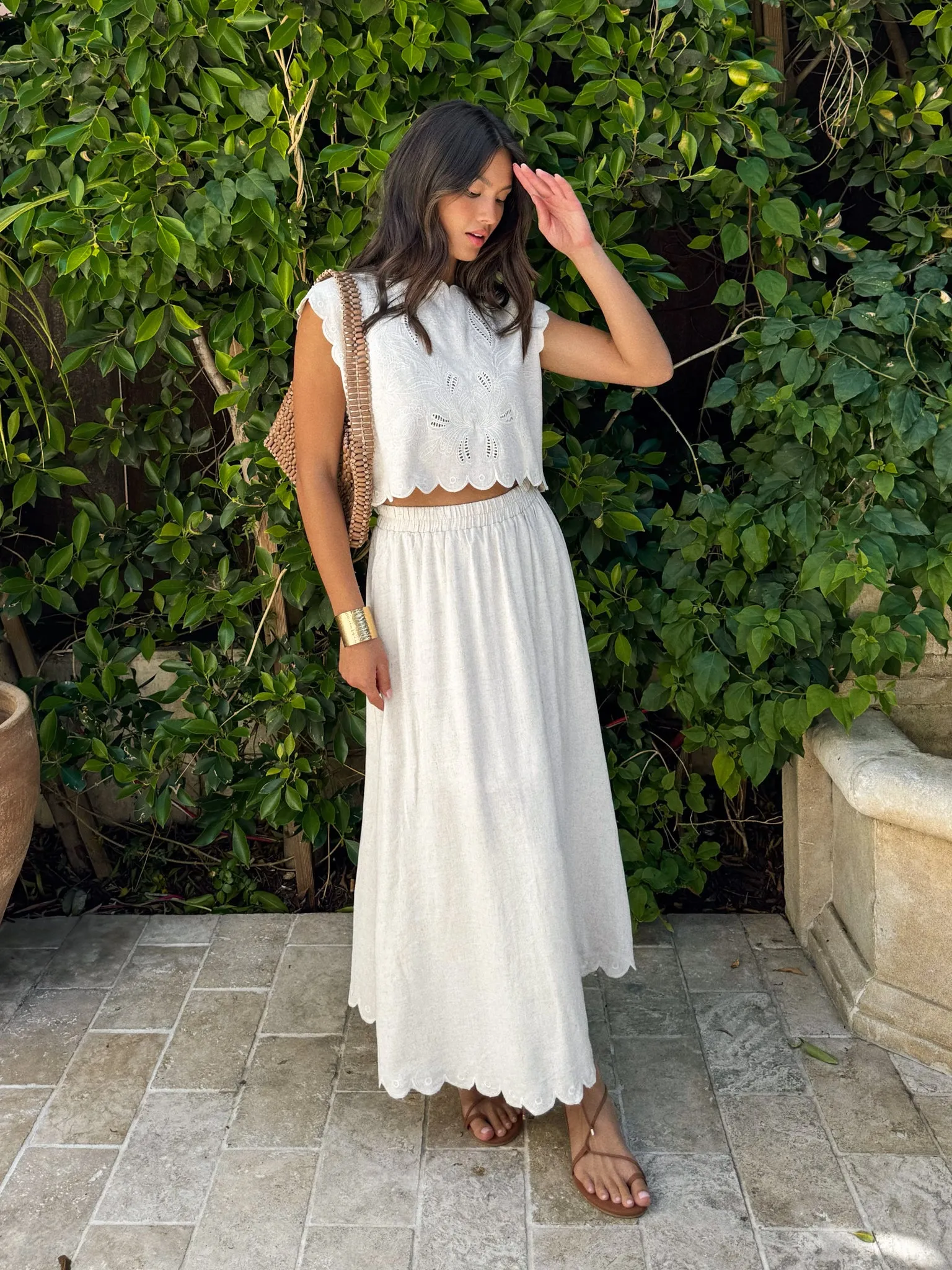Rue Linen Maxi Skirt brunch go