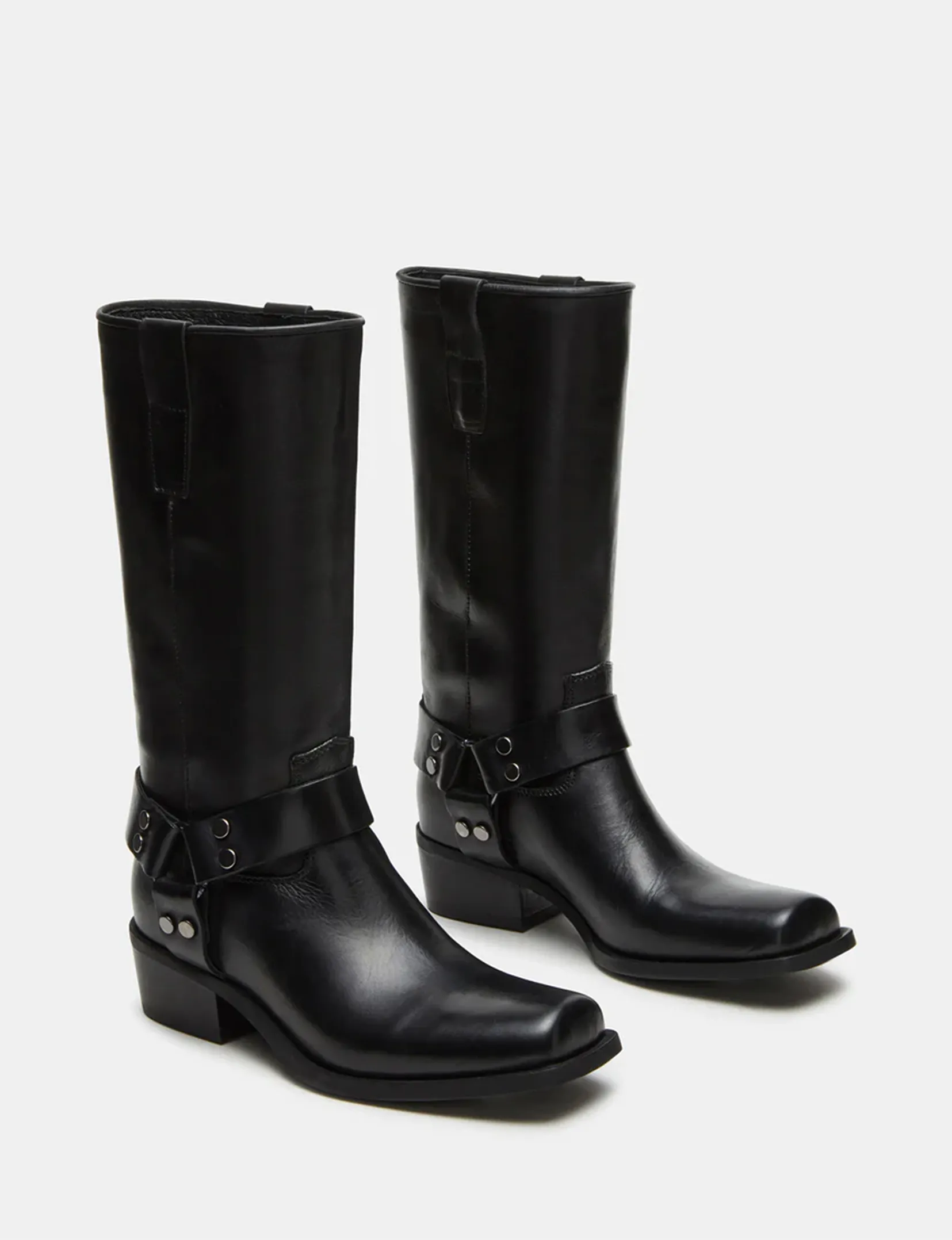 Ruskin Square Boot, Black Leather wool touch