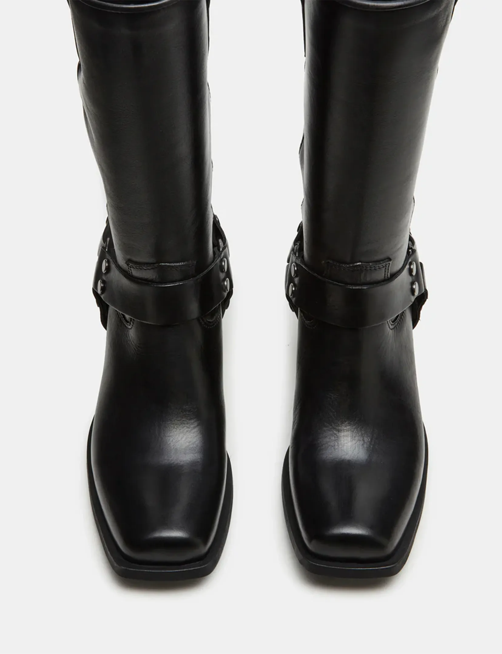 Ruskin Square Boot, Black Leather wool touch