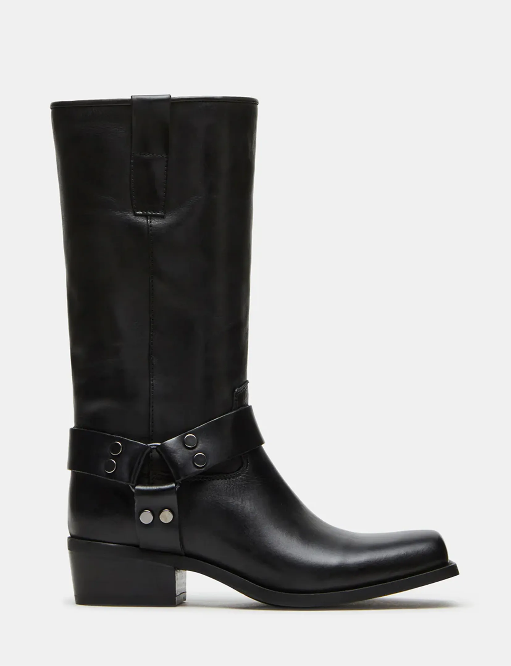 Ruskin Square Boot, Black Leather wool touch