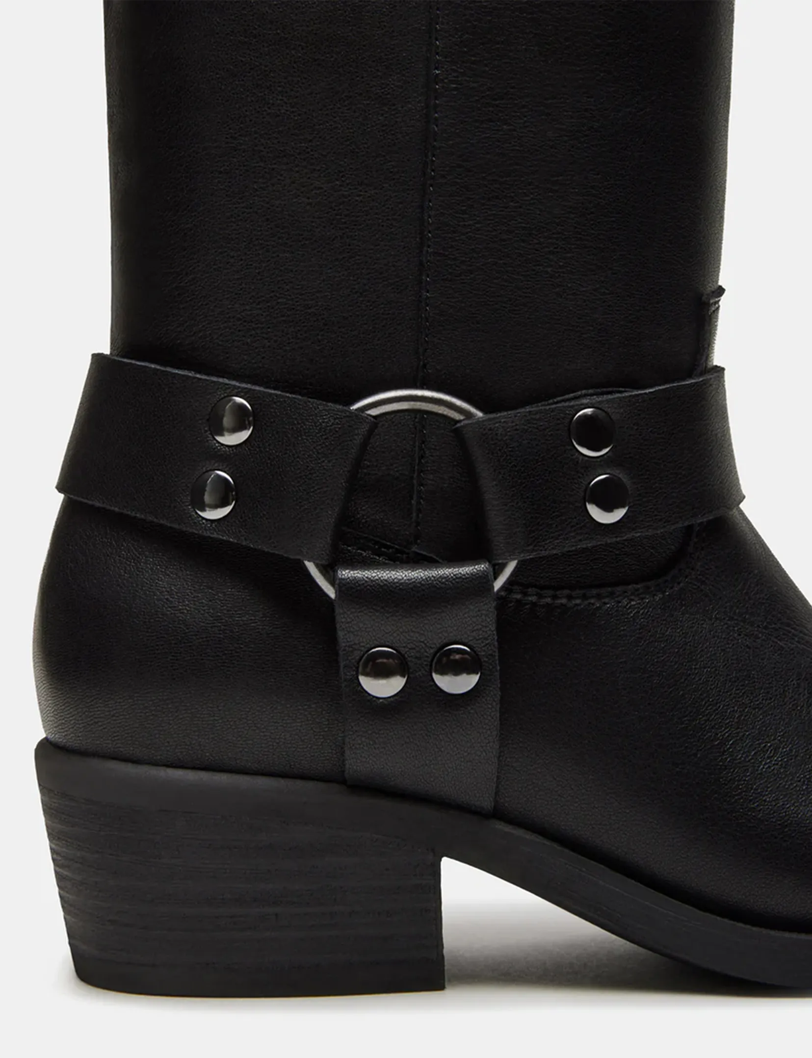 Ruskin Square Boot, Black Leather wool touch