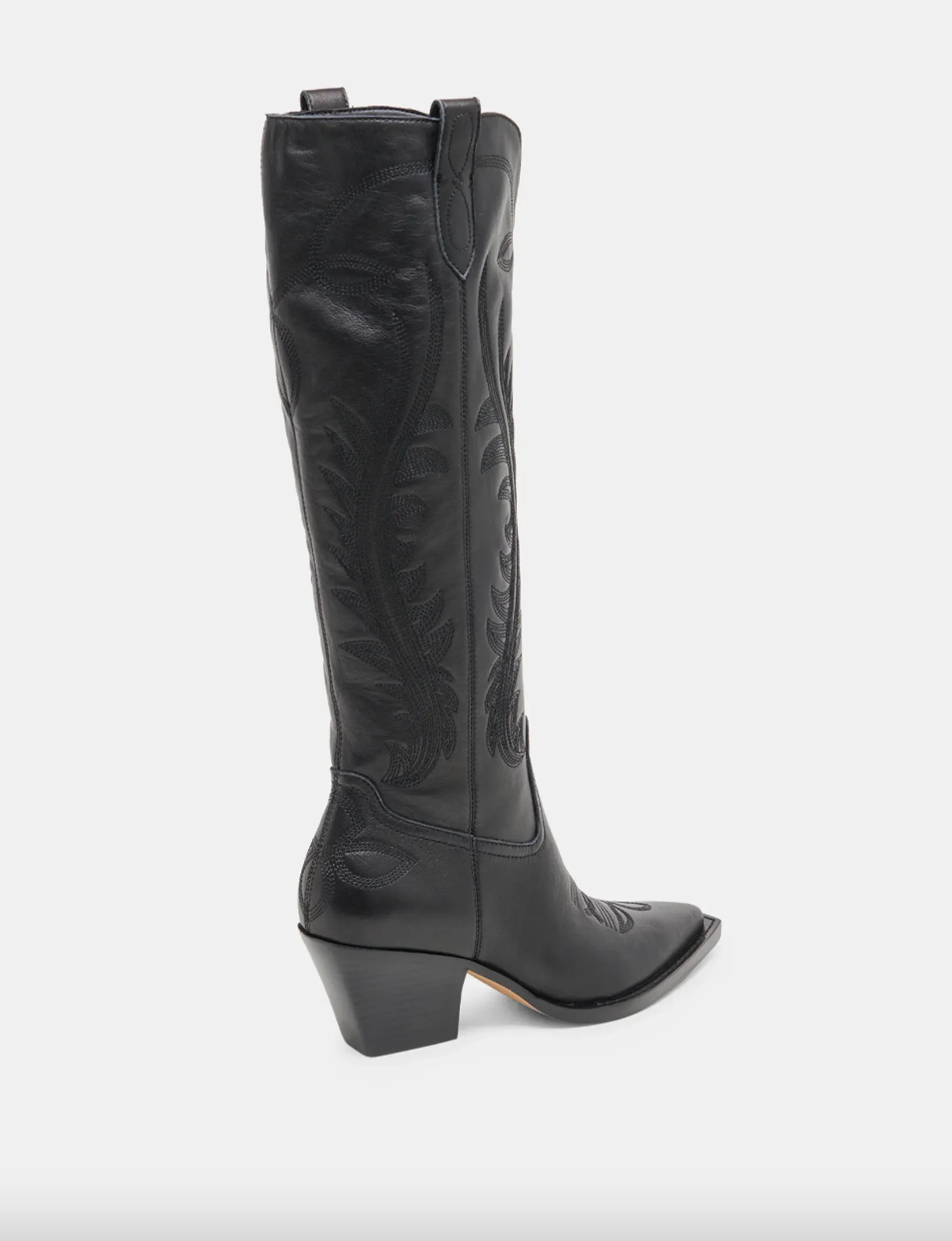 Ryatt Boot, Black Leather block heel