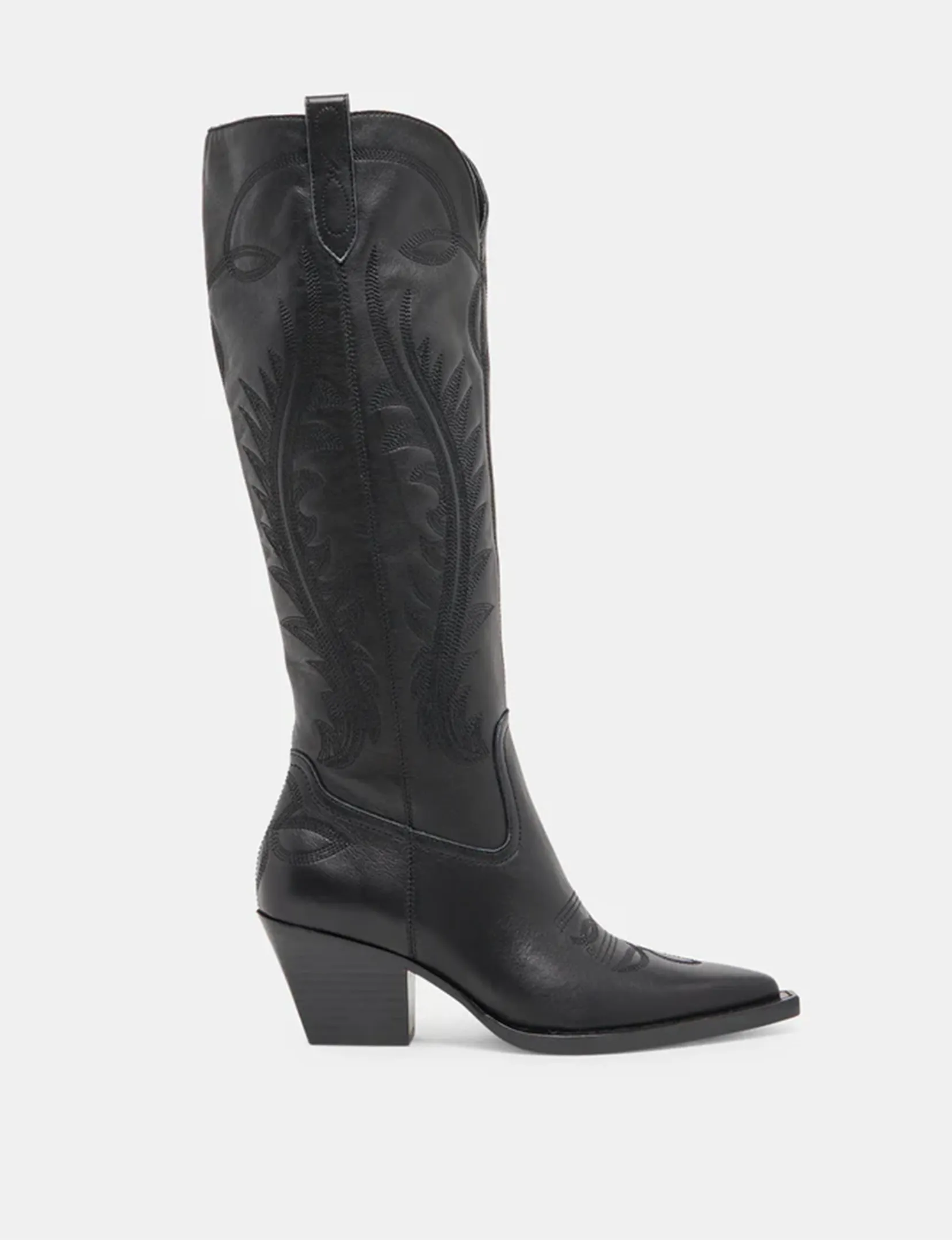 Ryatt Boot, Black Leather block heel
