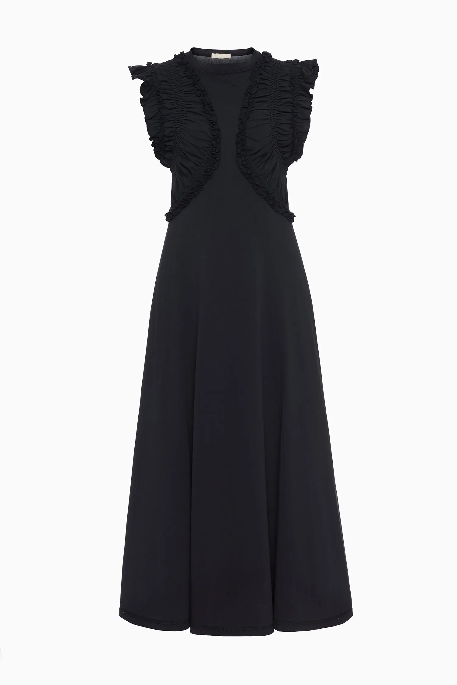 Shiva Sleeveless Ruffled Midi Dress - Noir poetic mood