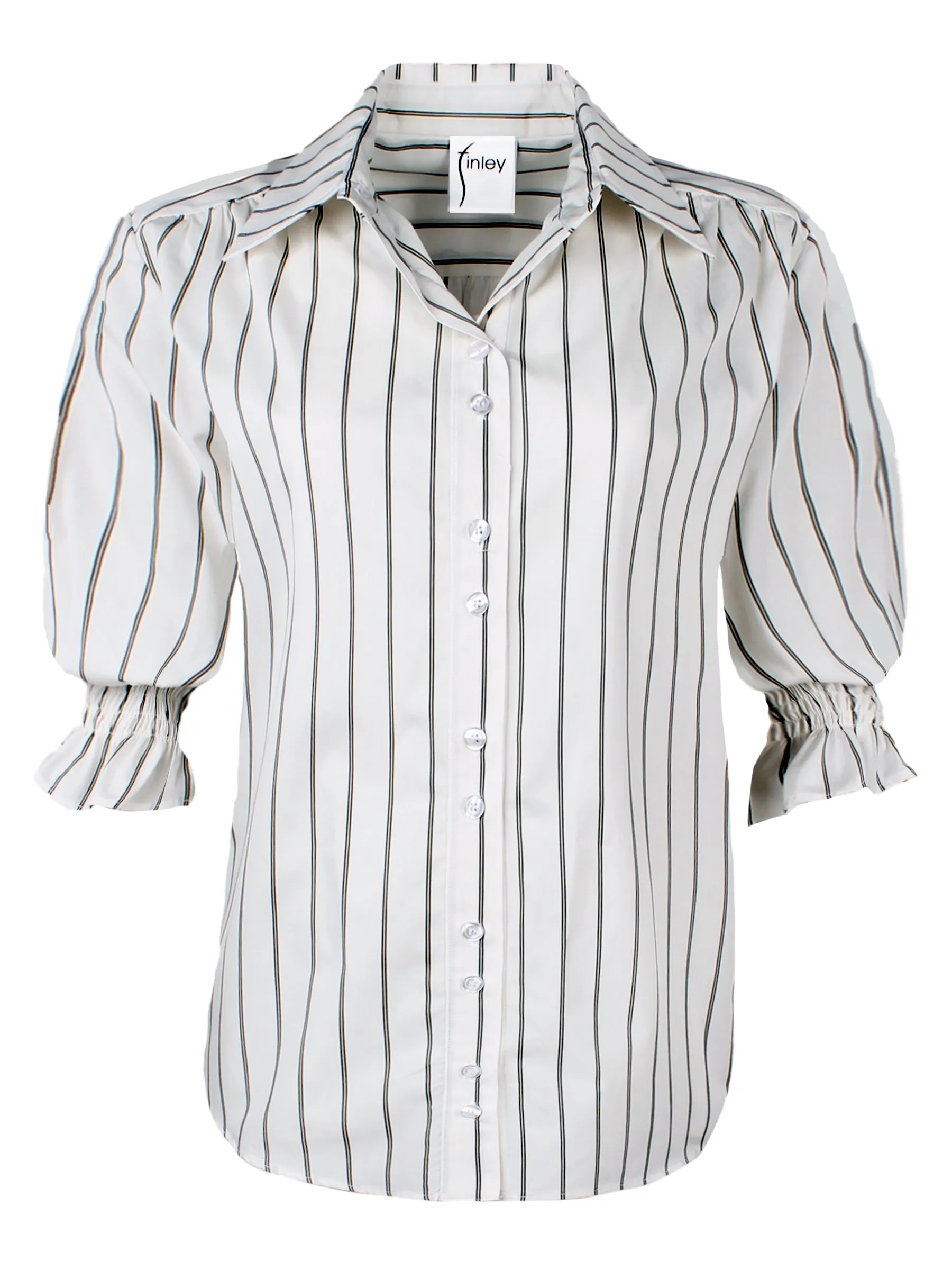 Sirena Shirt Double Pinstripe Olive Green sunset knit