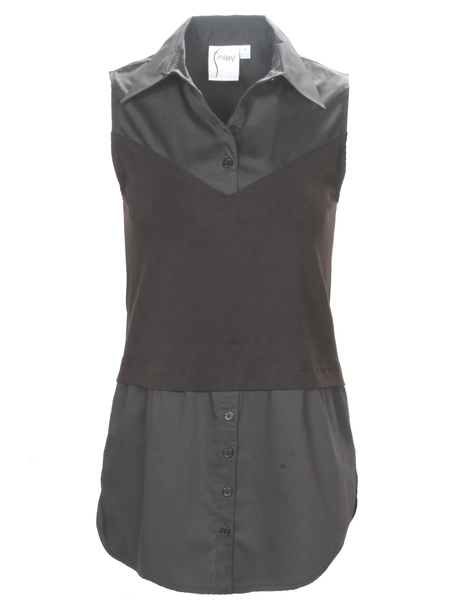 Sleeveless Layering Tank Black tech weave