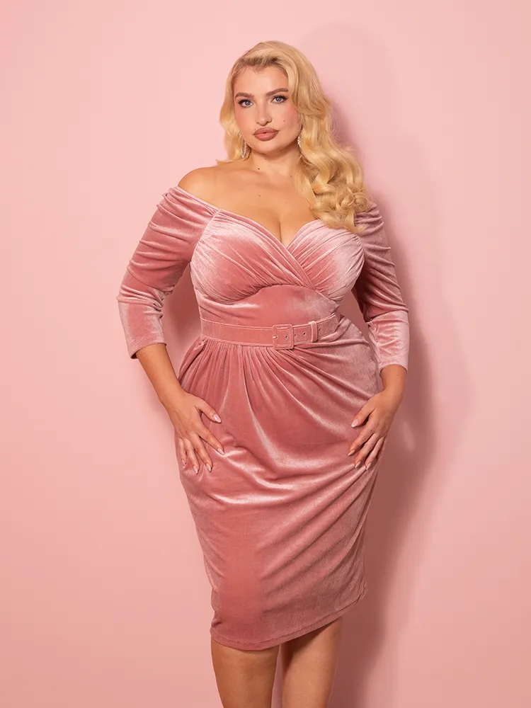 Starlet Wiggle Dress in Vixen Pink Velvet - Vixen by Micheline Pitt flow cloud