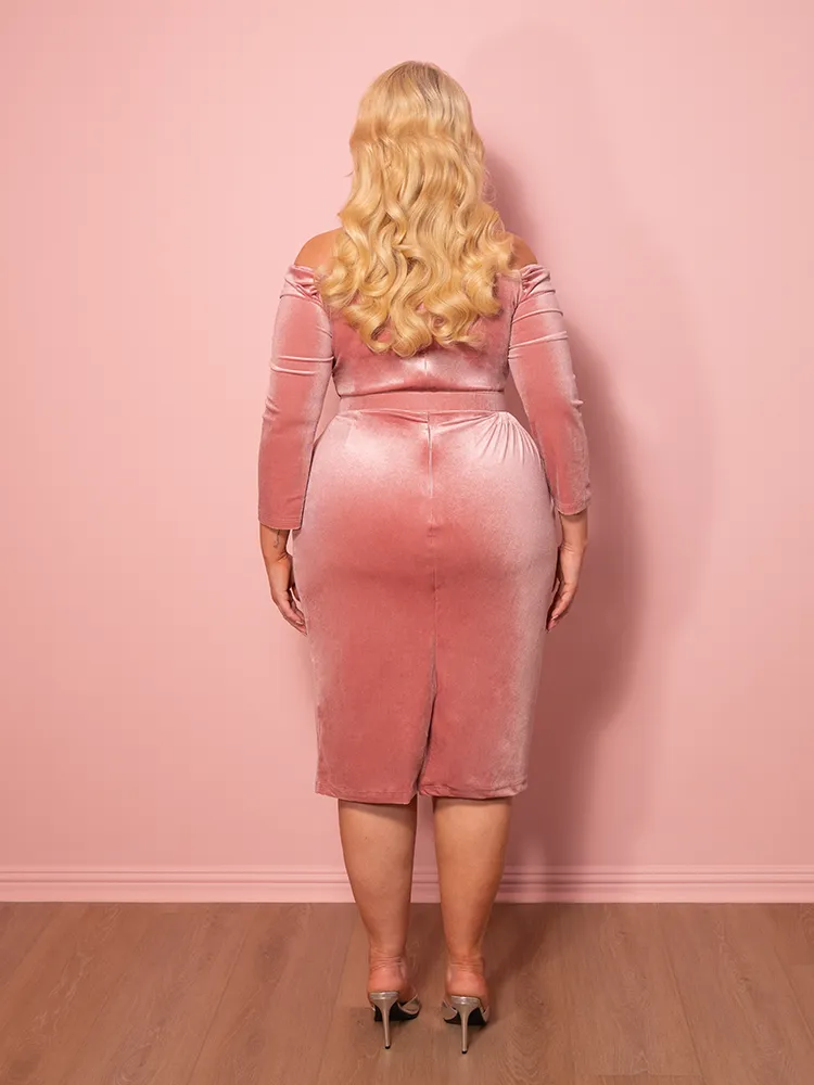 Starlet Wiggle Dress in Vixen Pink Velvet - Vixen by Micheline Pitt flow cloud