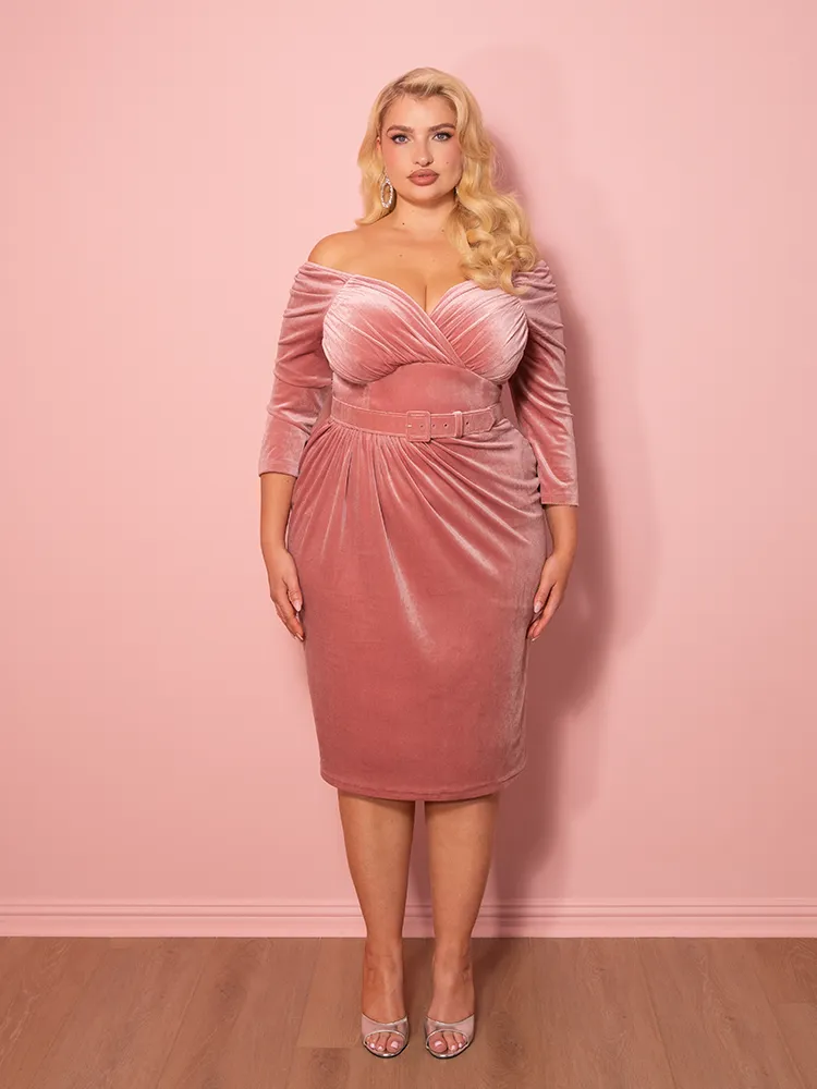 Starlet Wiggle Dress in Vixen Pink Velvet - Vixen by Micheline Pitt flow cloud