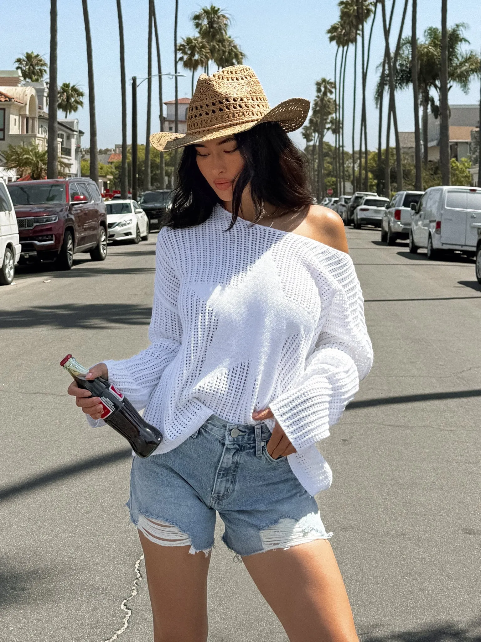 Starstruck Knit Sweater in White wool hold