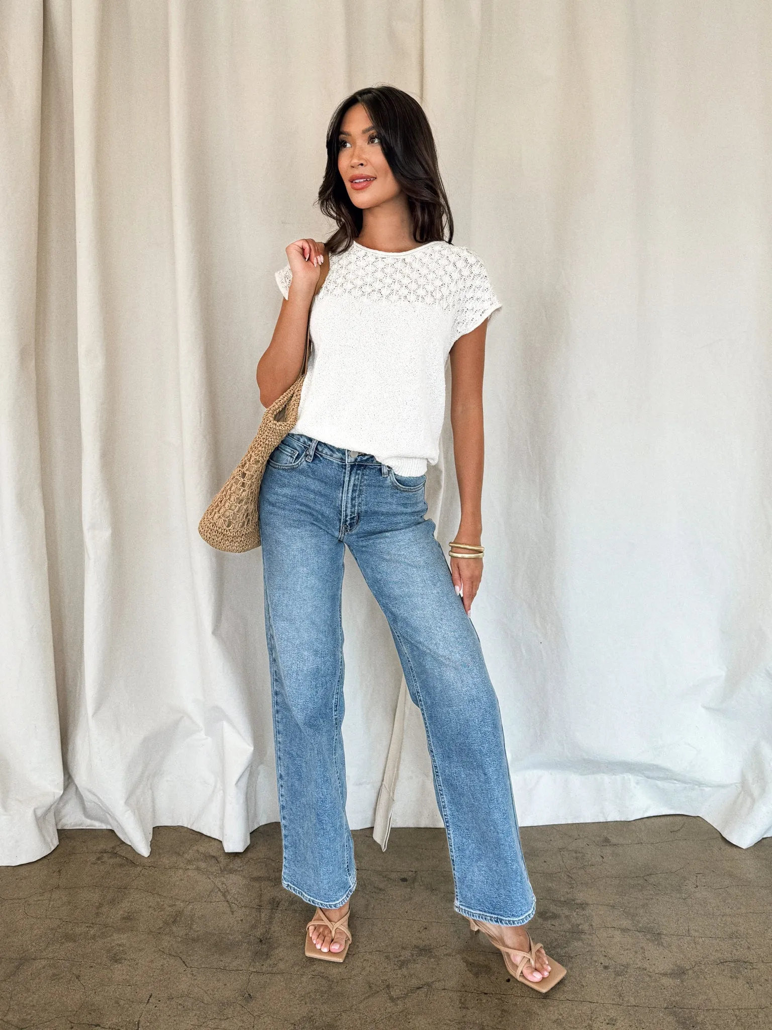 Sunshine Knit Top in Ivory day swing