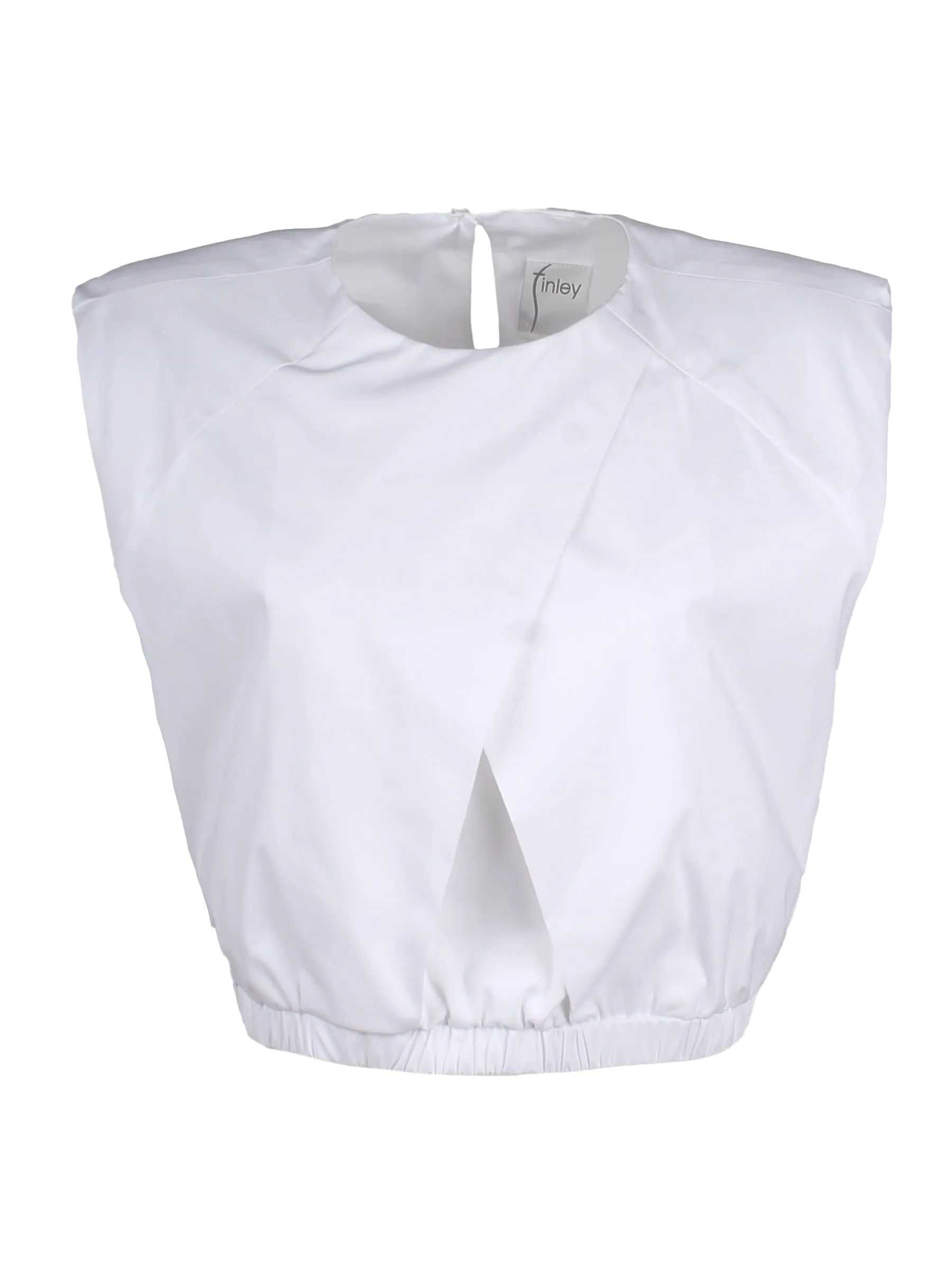 Sydney Cap Sleeve Poplin Cropped Pullover Blouse, White plus cozy
