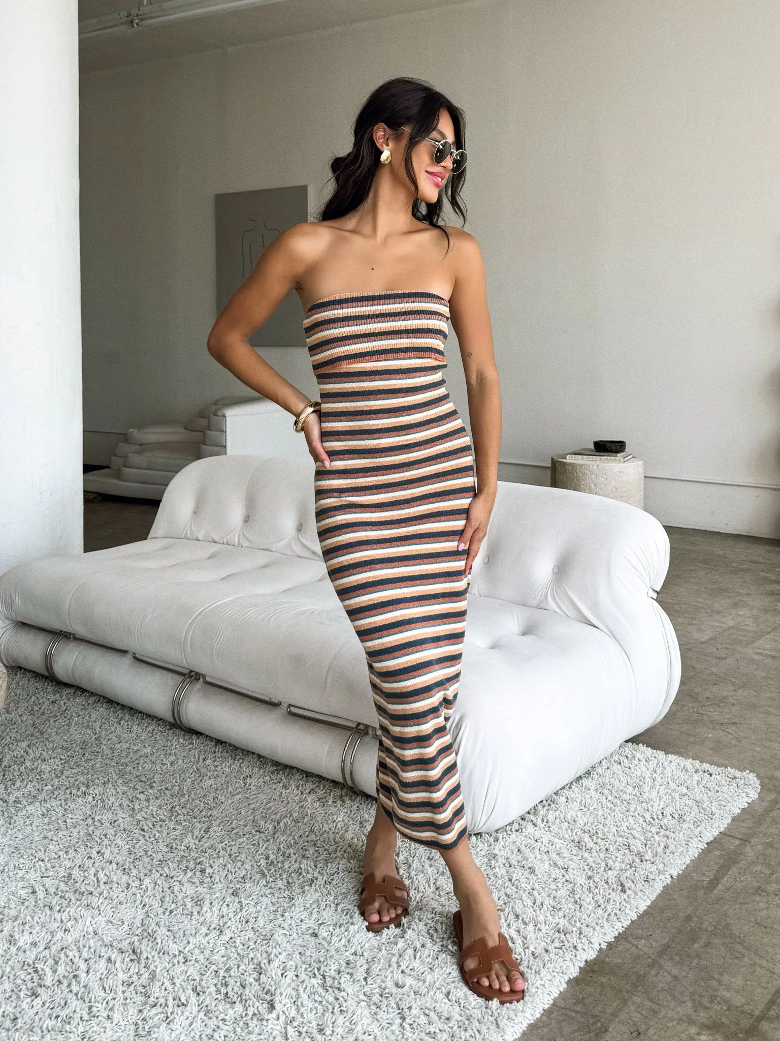 Taza Stripe Knit Midi Dress air flow