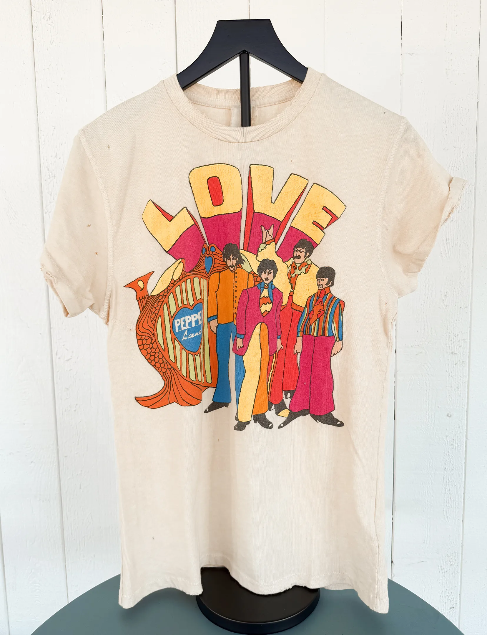 The Beatles Crew Tee, Tea Stained minimal chic