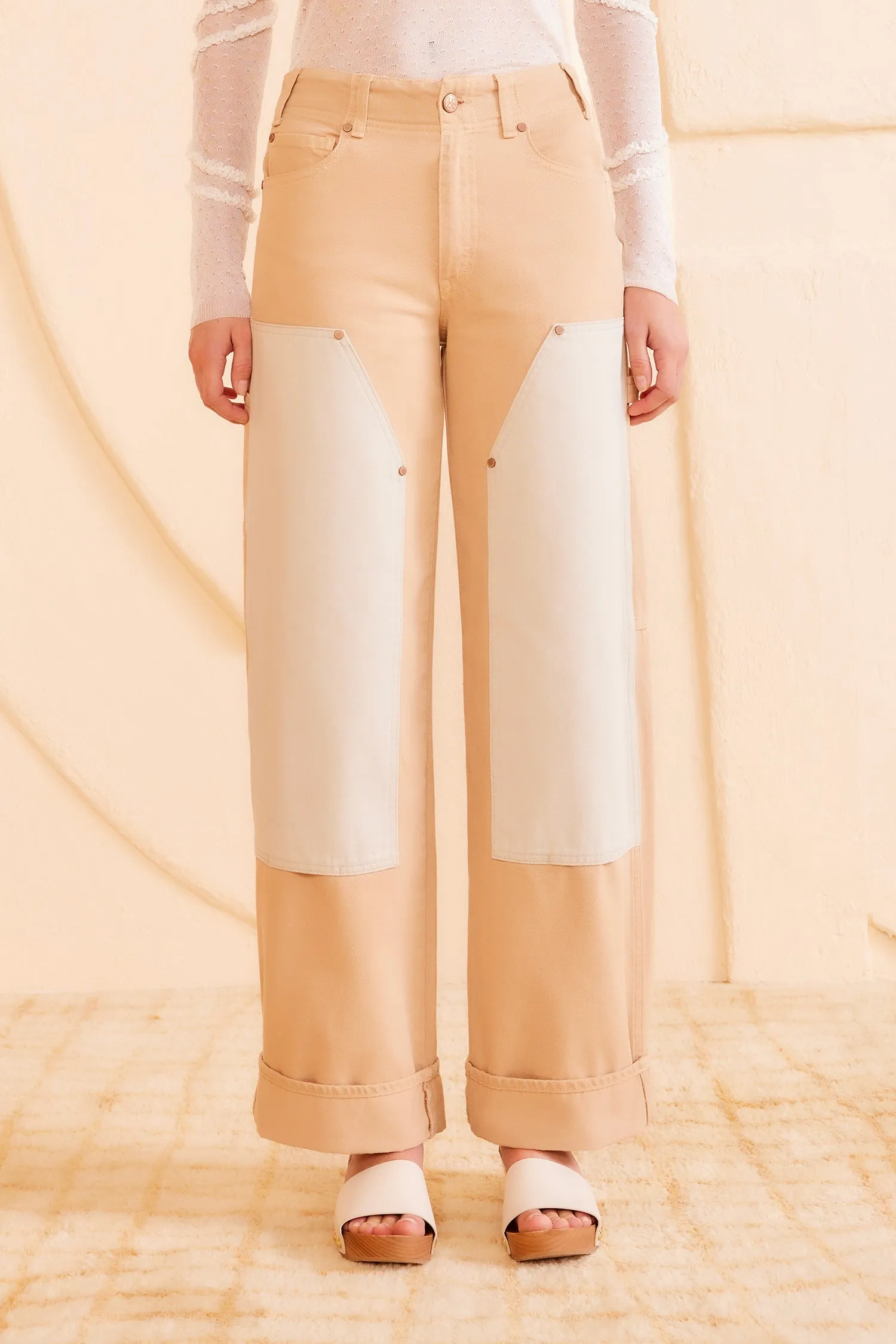 The Olympia Jean - Limestone Patchwork pastel shade