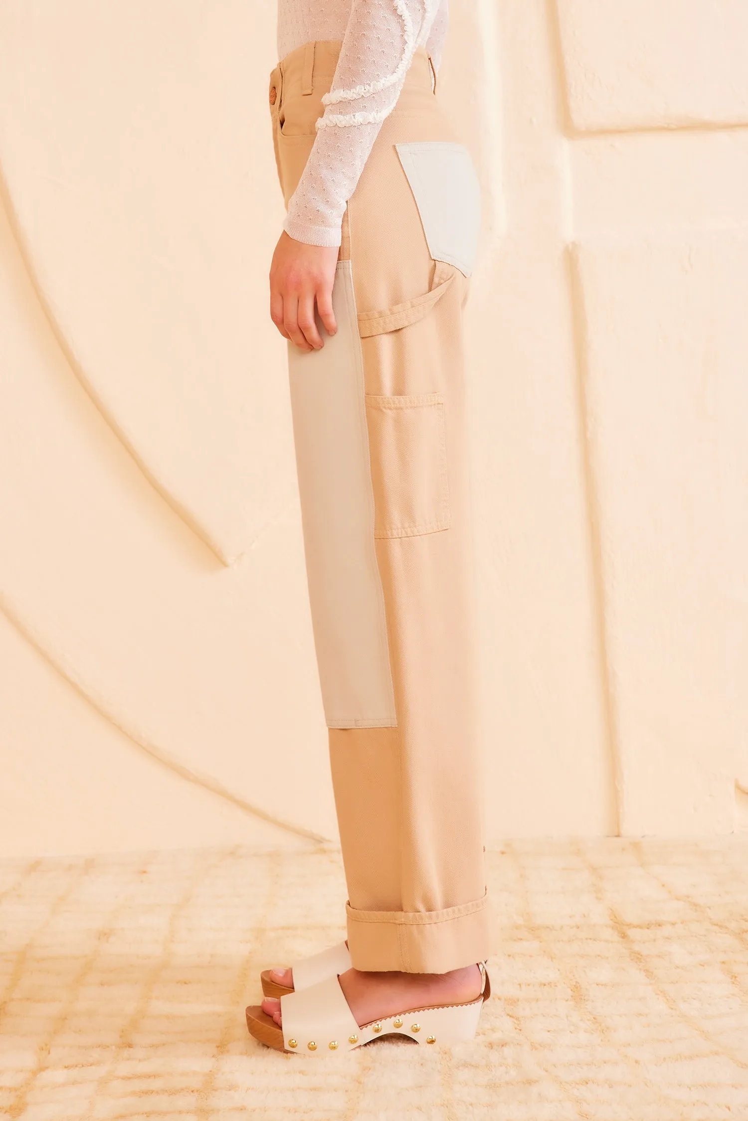 The Olympia Jean - Limestone Patchwork pastel shade