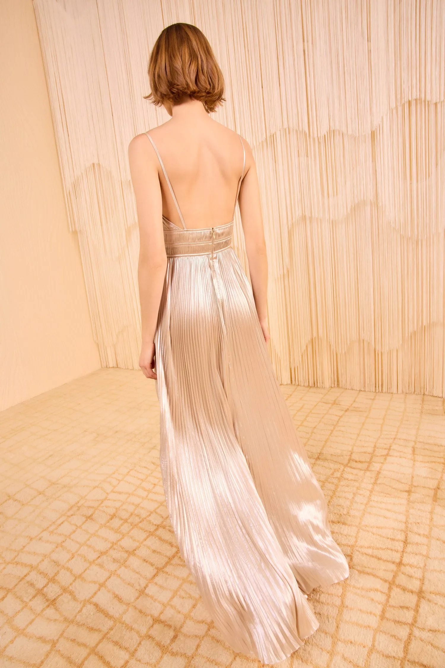 The Reine Pleated Gown - Opal evening cool