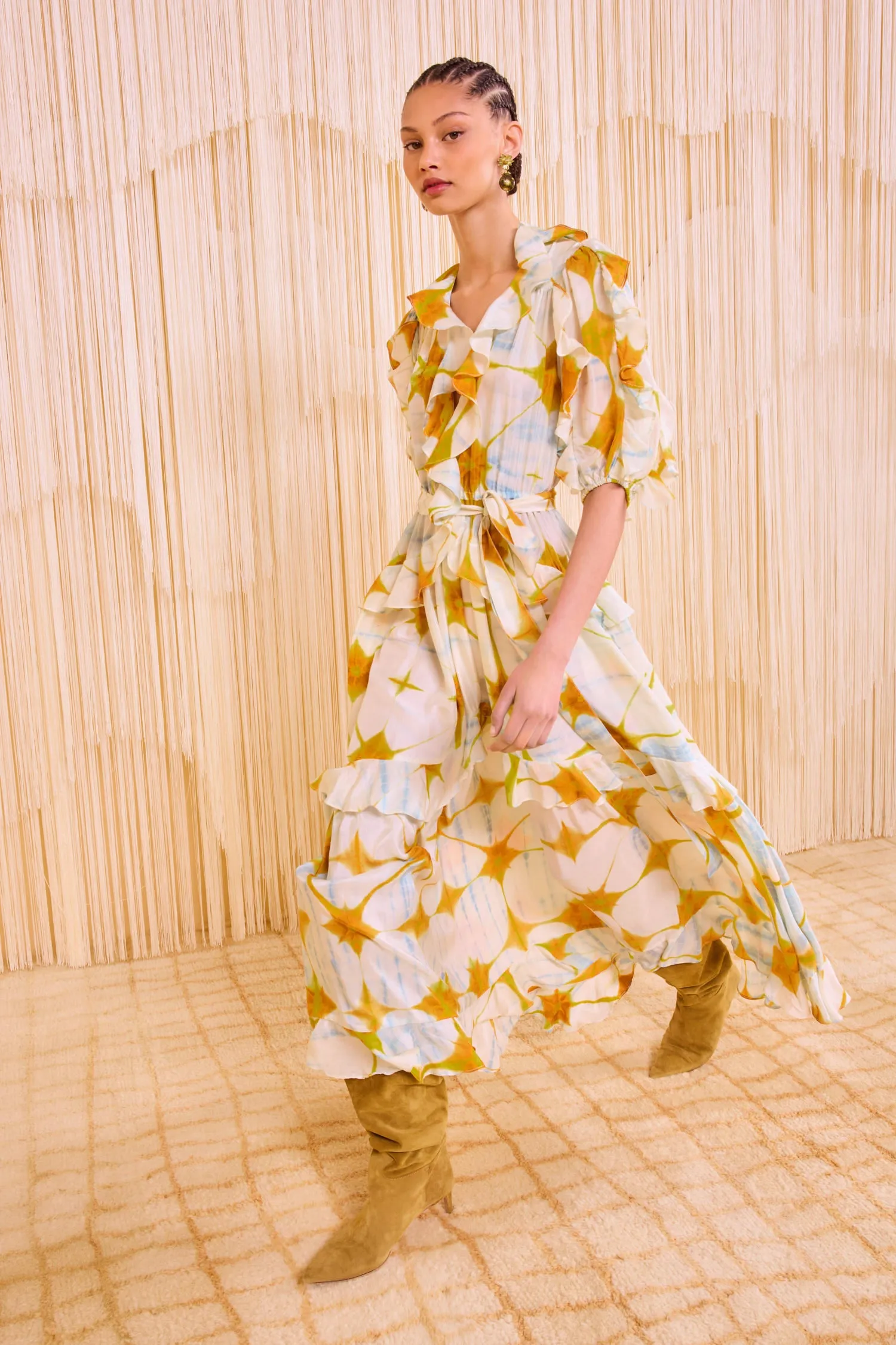 Tida Short Sleeve Midi Dress - Dawn layering friendly
