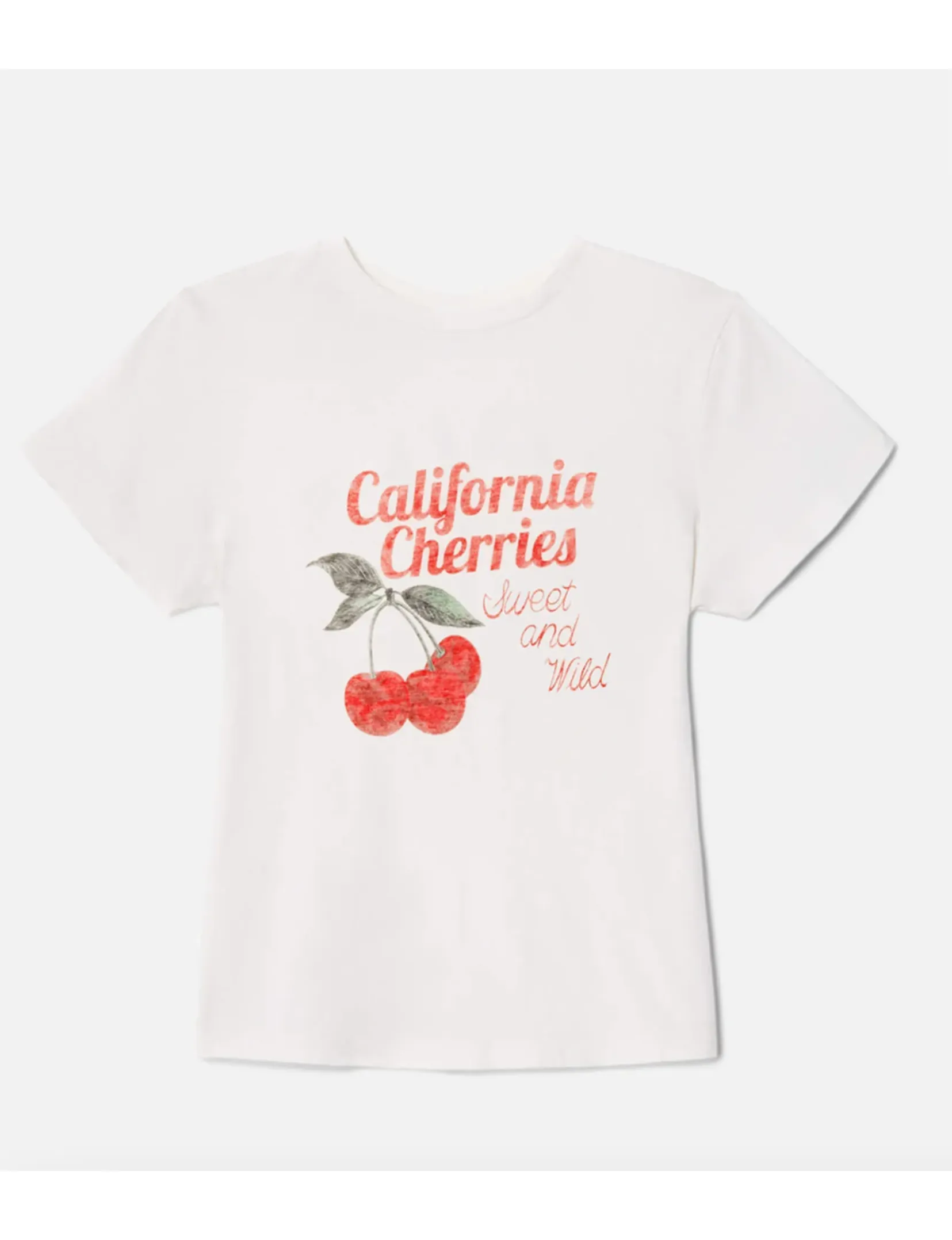 Tiny Cherries Tee, Vintage White free cut