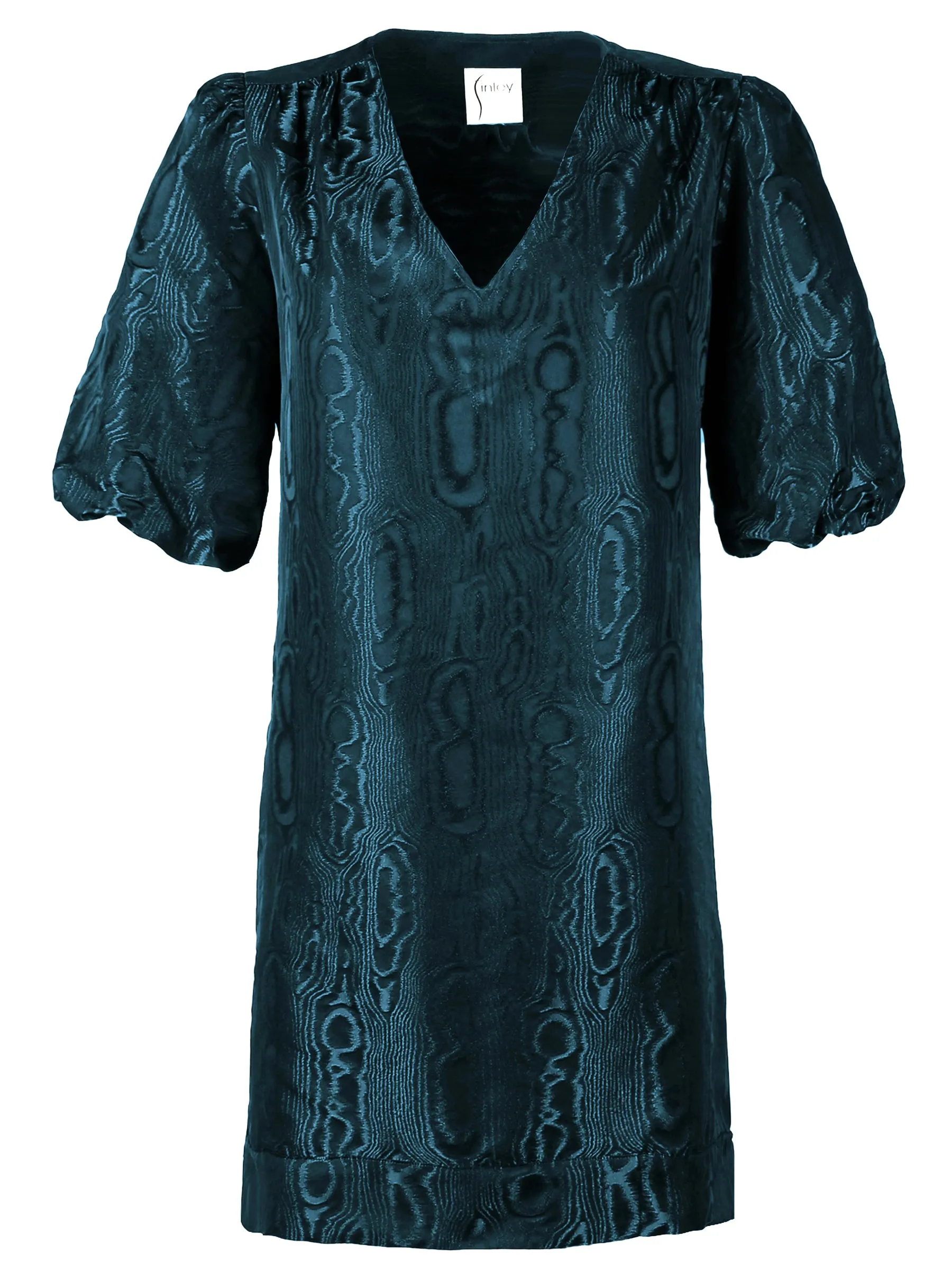 Tish Dress Blue Moire Jacquard skirt match