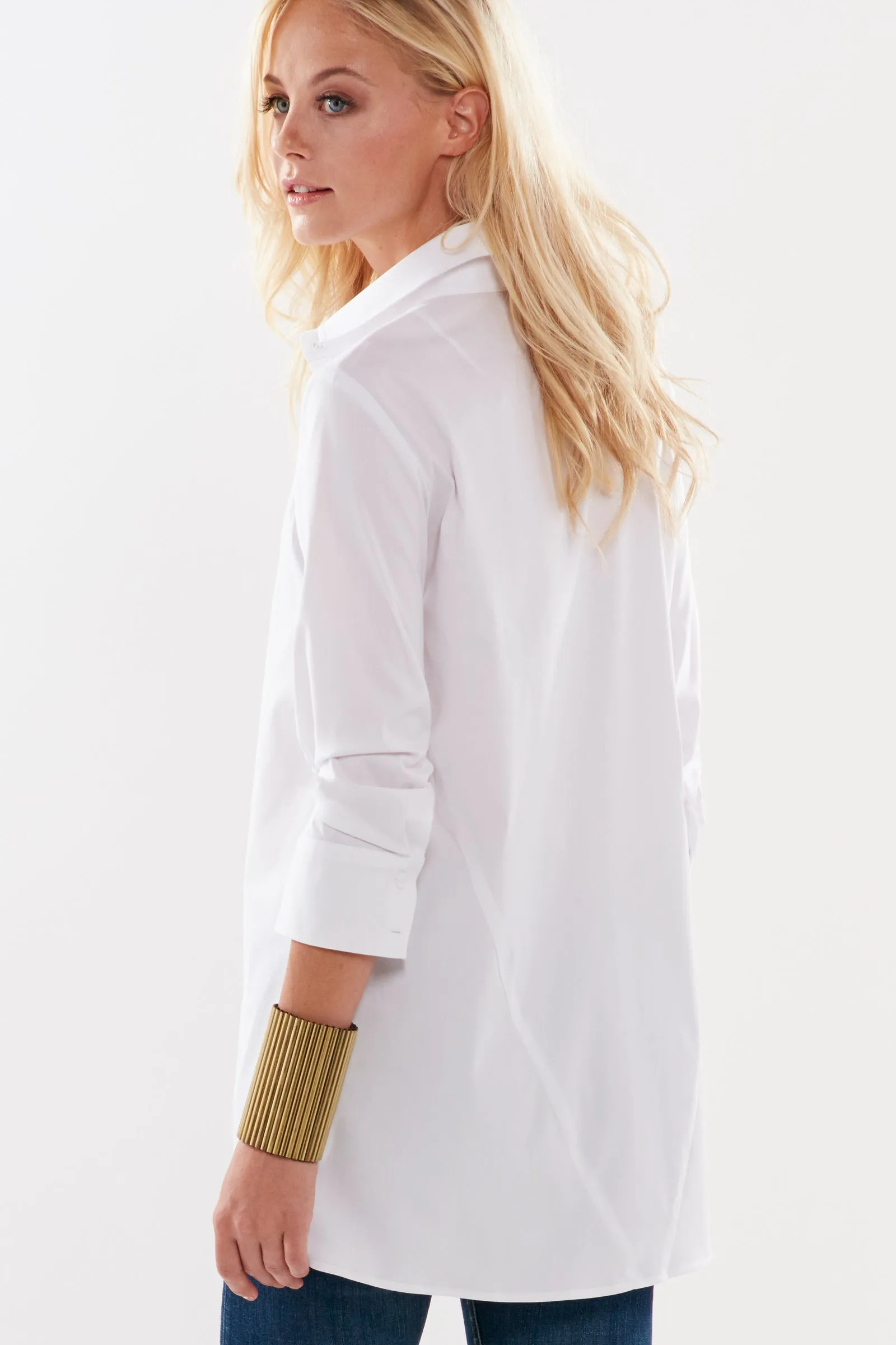 Trapeze Top 3/4 sleeve White neat shape