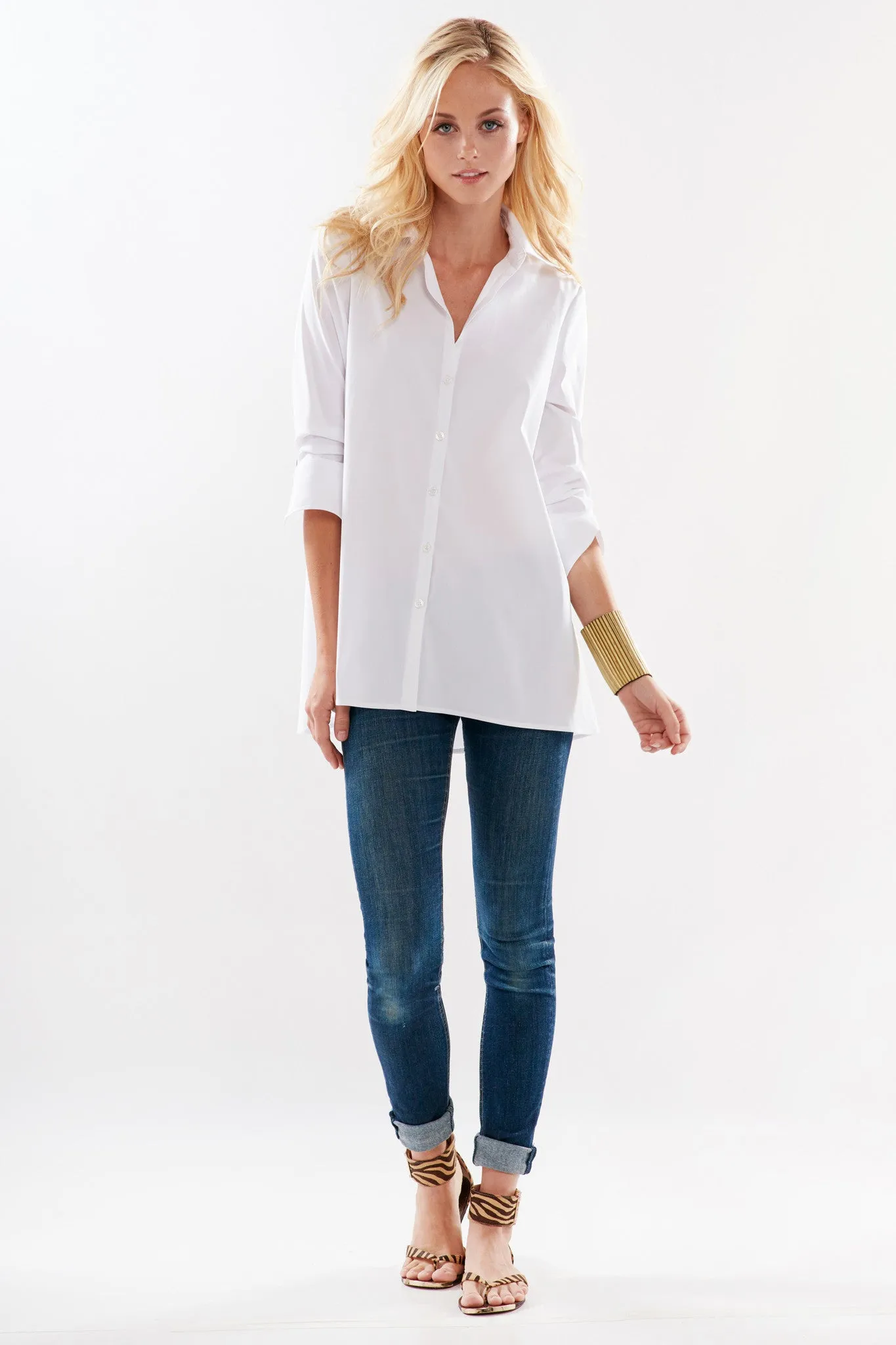 Trapeze Top Long Sleeve Black hidden placket