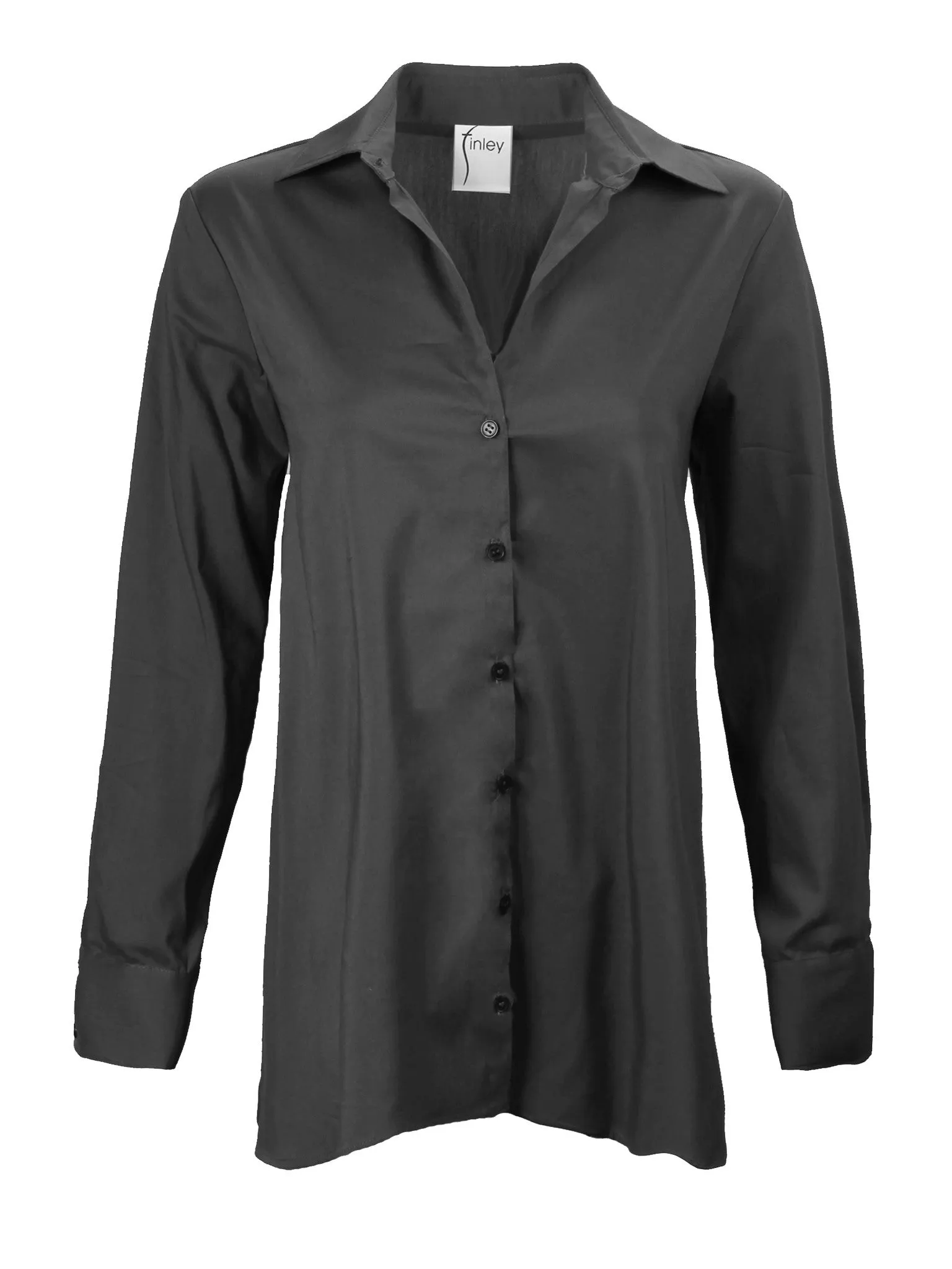 Trapeze Top Long Sleeve Black hidden placket